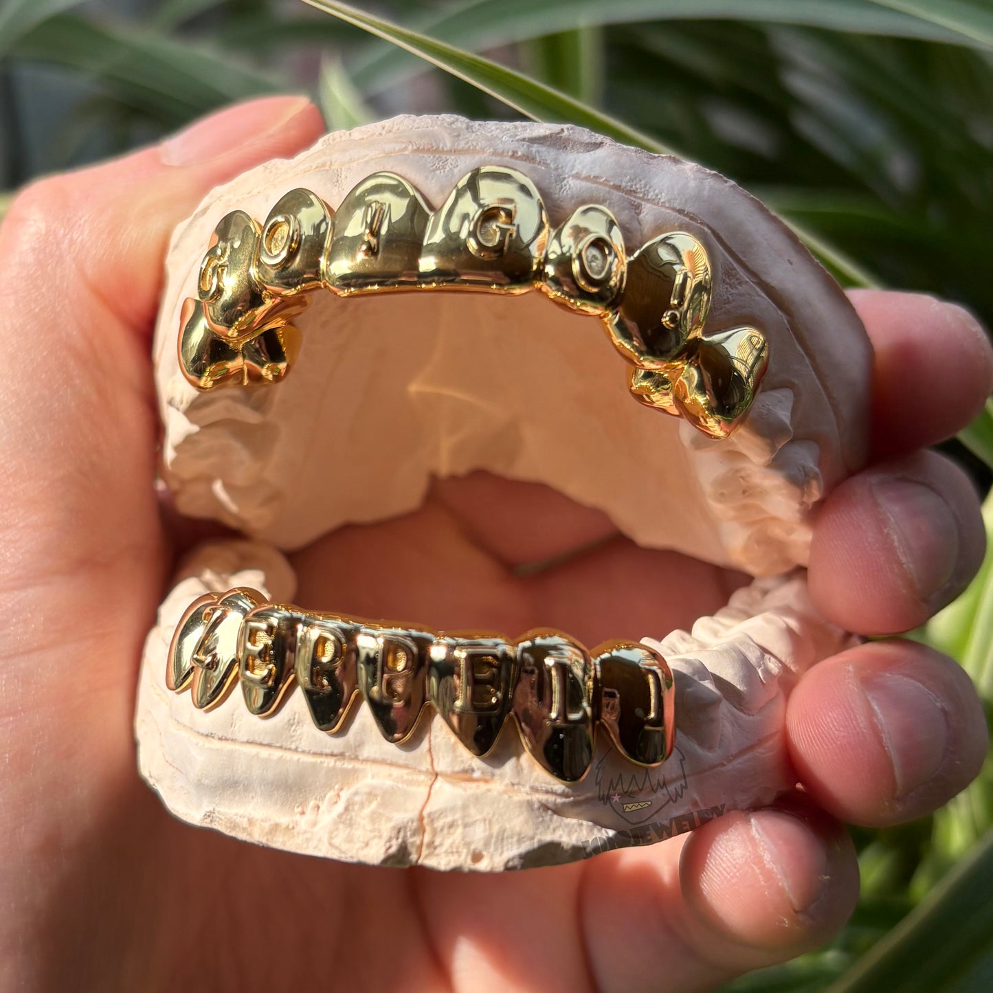 Custom Raised Letter Grillz – 925 Sterling Silver 18K Gold Plated