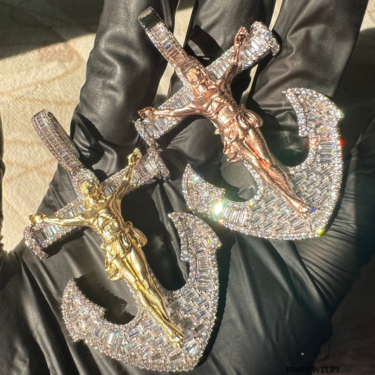 Iced Crucifix Anchor Pendant