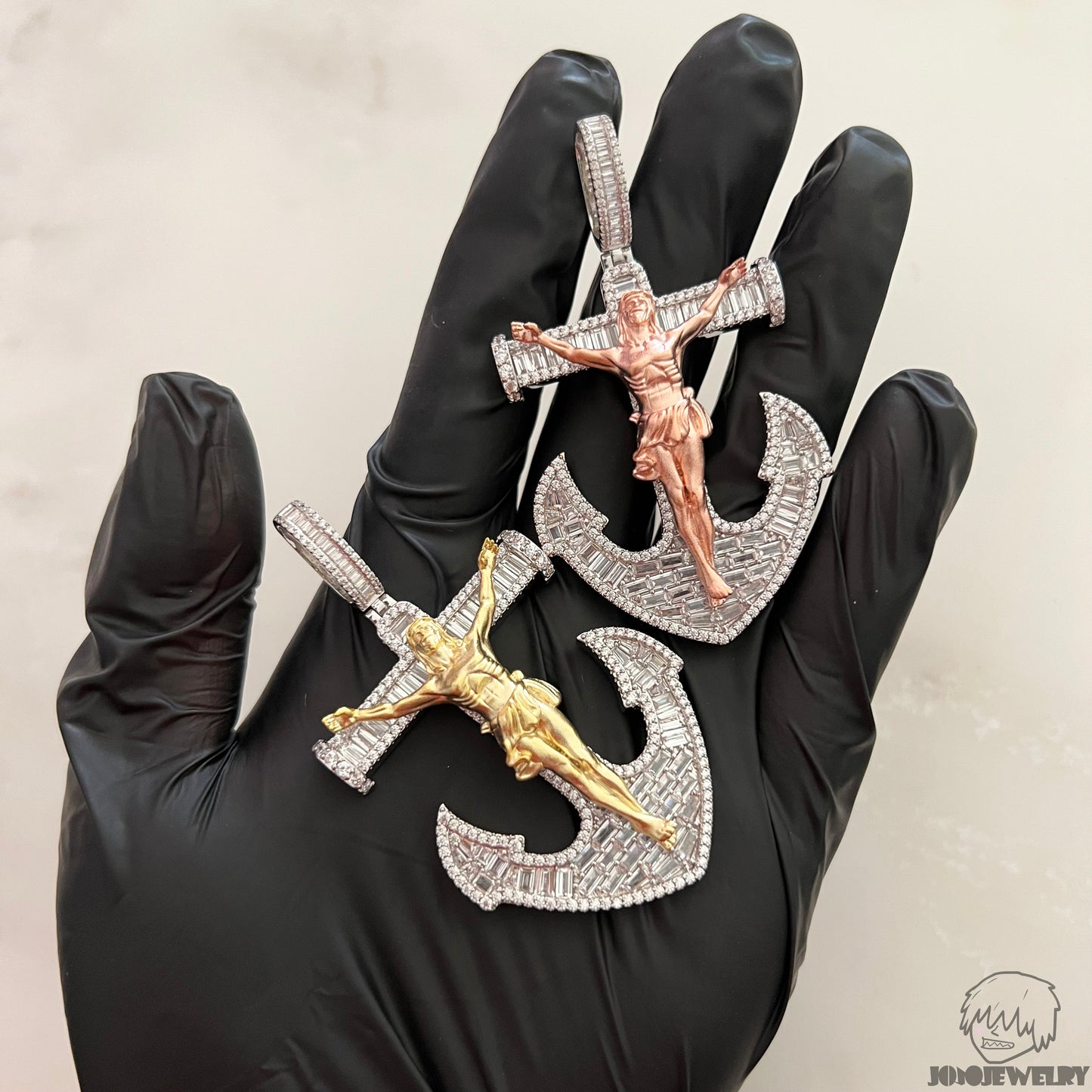 Iced Crucifix Anchor Pendant