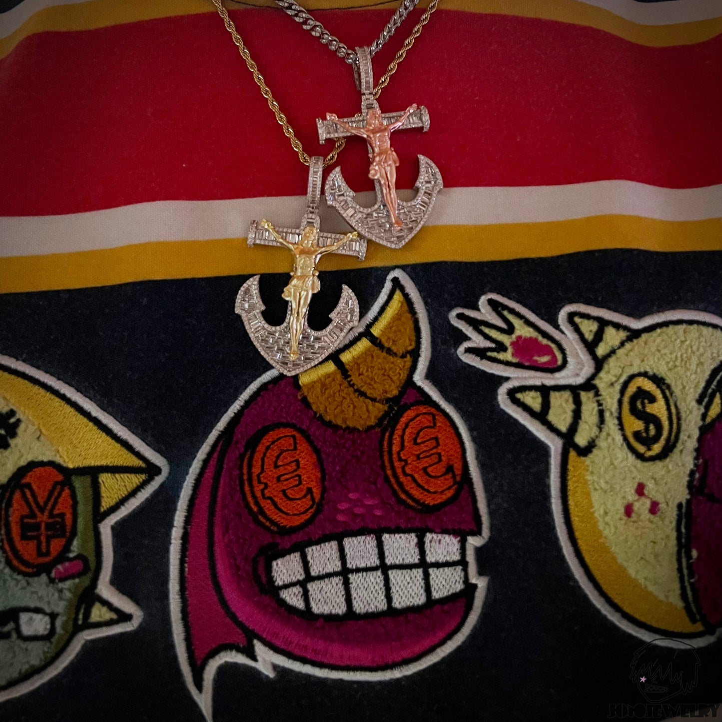 Iced Crucifix Anchor Pendant