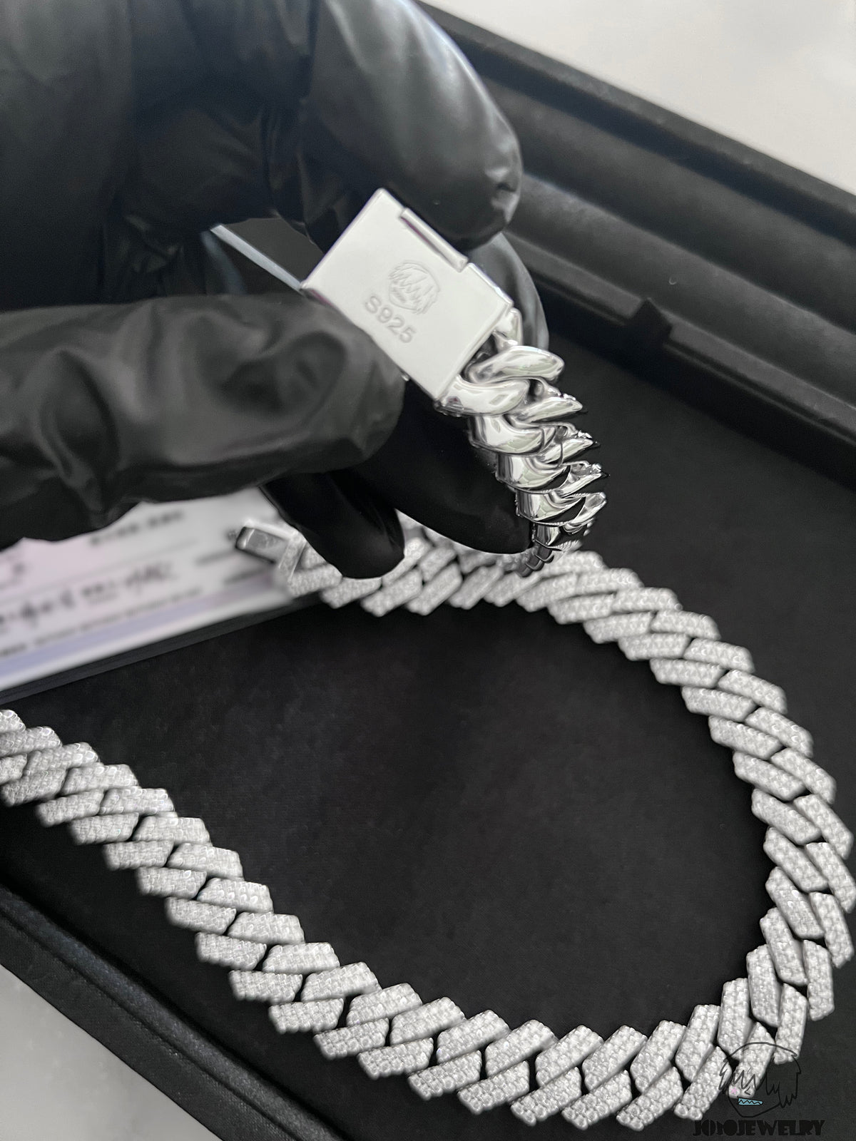 14mm Solid Silver Moissanite 2-Row Diamond-Cut Miami Cuban Link Chain