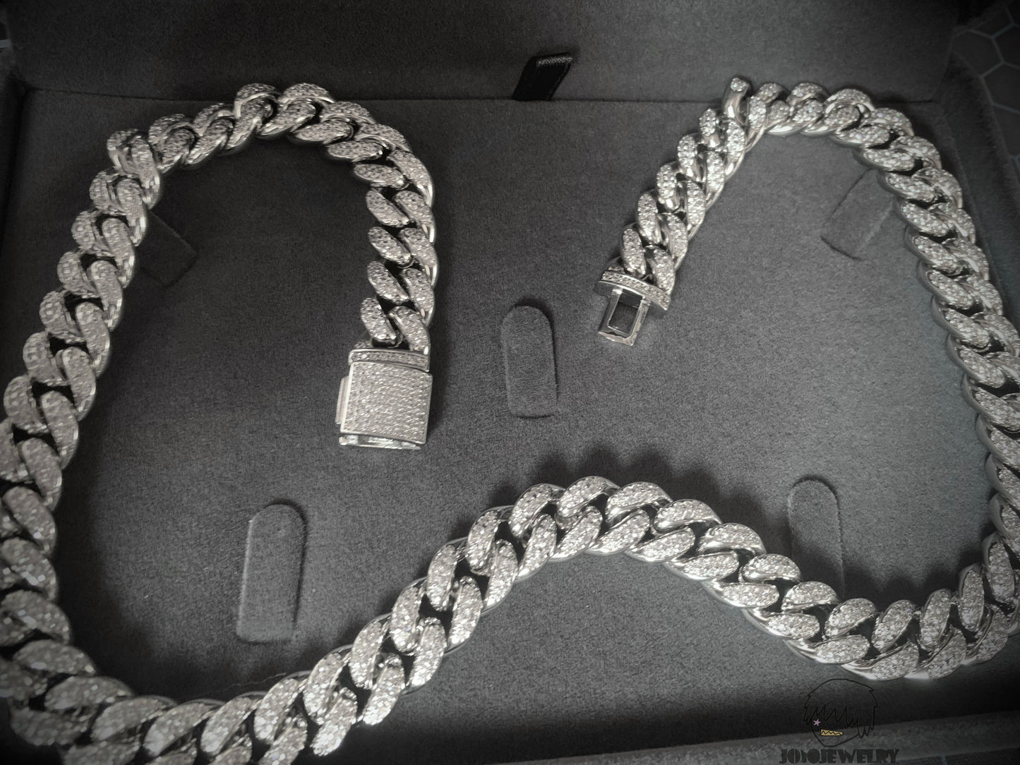 12mm 925 Sterling Silver Moissanite Iced Cuban Chain