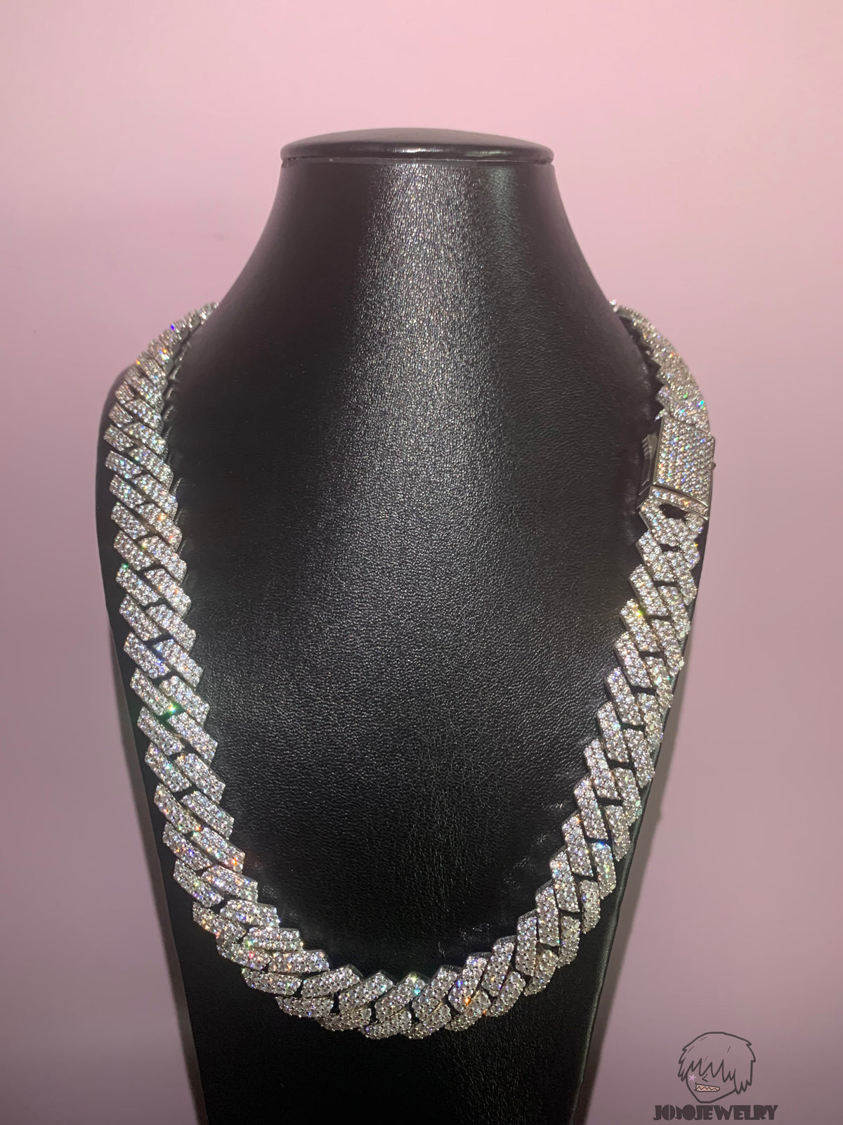 12mm Solid Silver Moissanite Diamond-Cut Cuban Link Chain