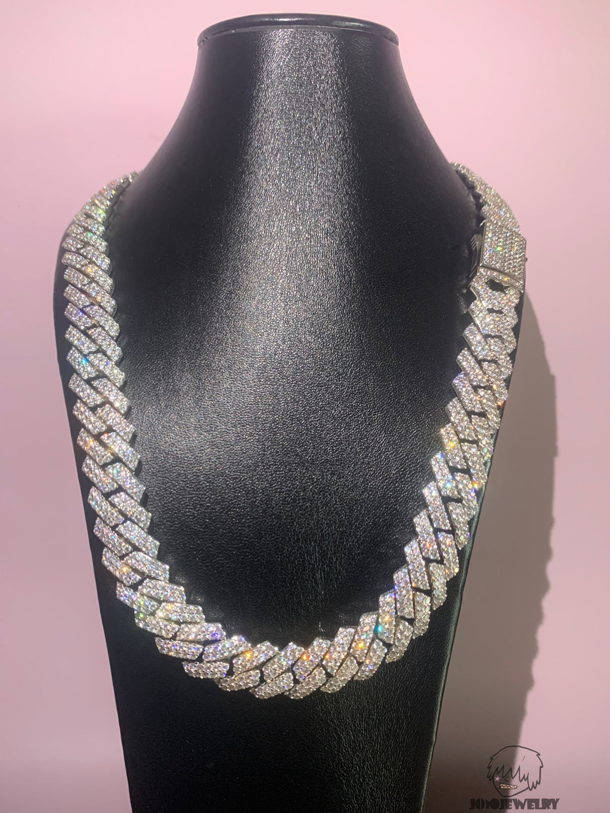12mm Solid Silver Moissanite Diamond-Cut Cuban Link Chain