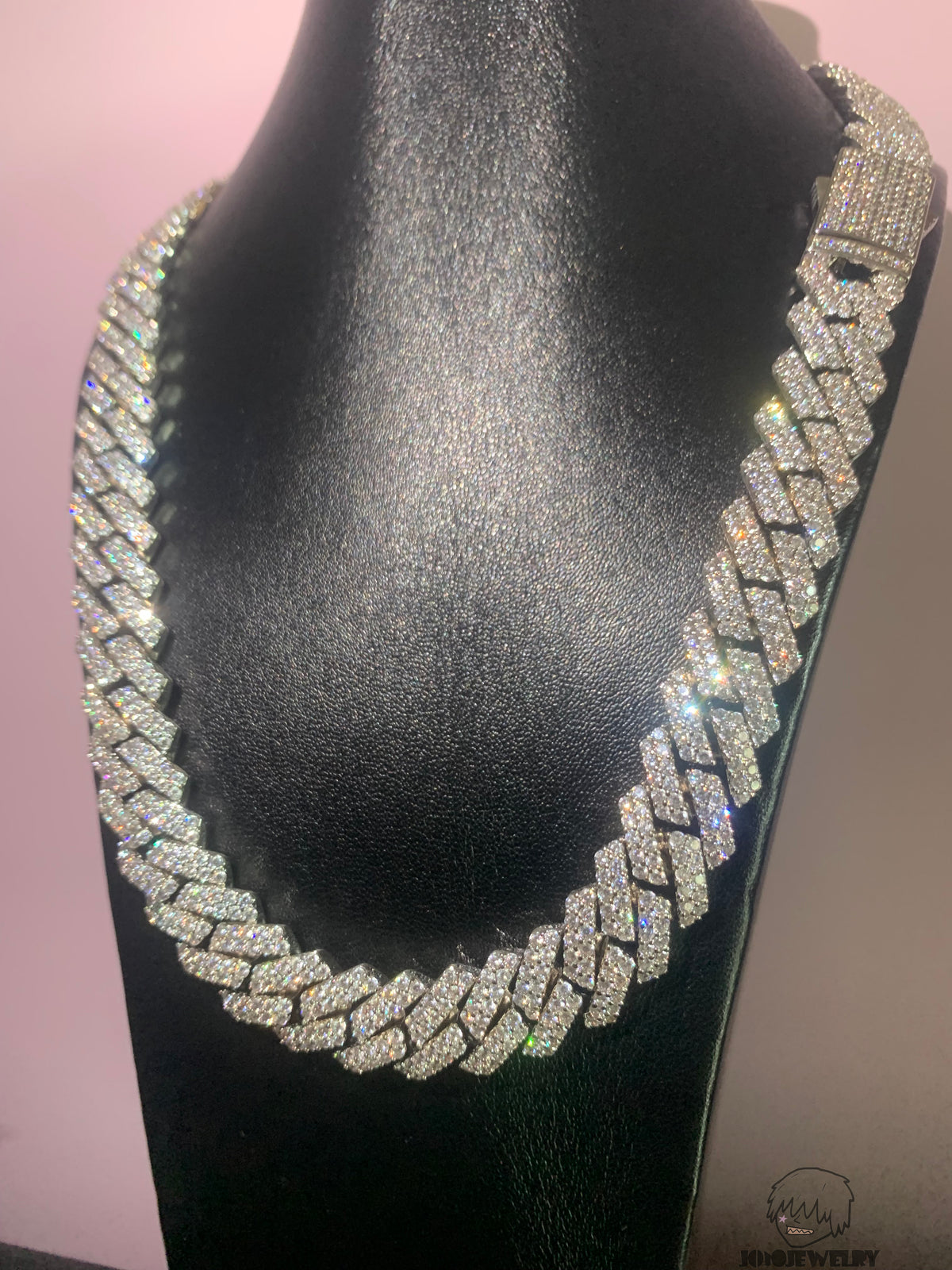 12mm Solid Silver Moissanite Diamond-Cut Cuban Link Chain