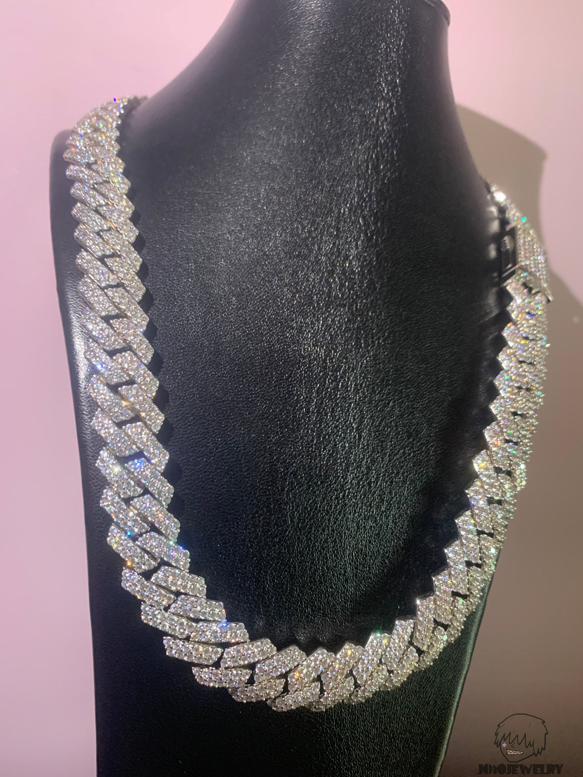 12mm Solid Silver Moissanite Diamond-Cut Cuban Link Chain