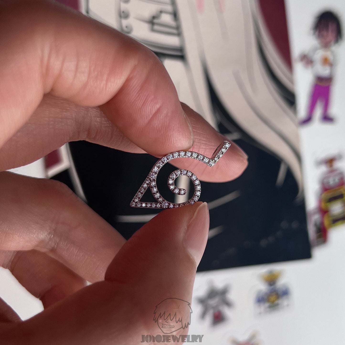 Shinobi Leaf Iced Pendant 木葉 火之意志 莫桑石鑲鑽吊墜項鏈