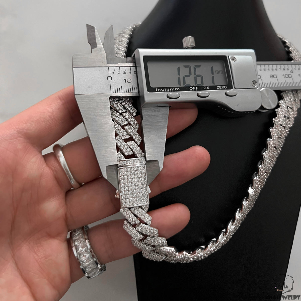 12mm Solid Silver Moissanite Diamond-Cut Cuban Link Chain