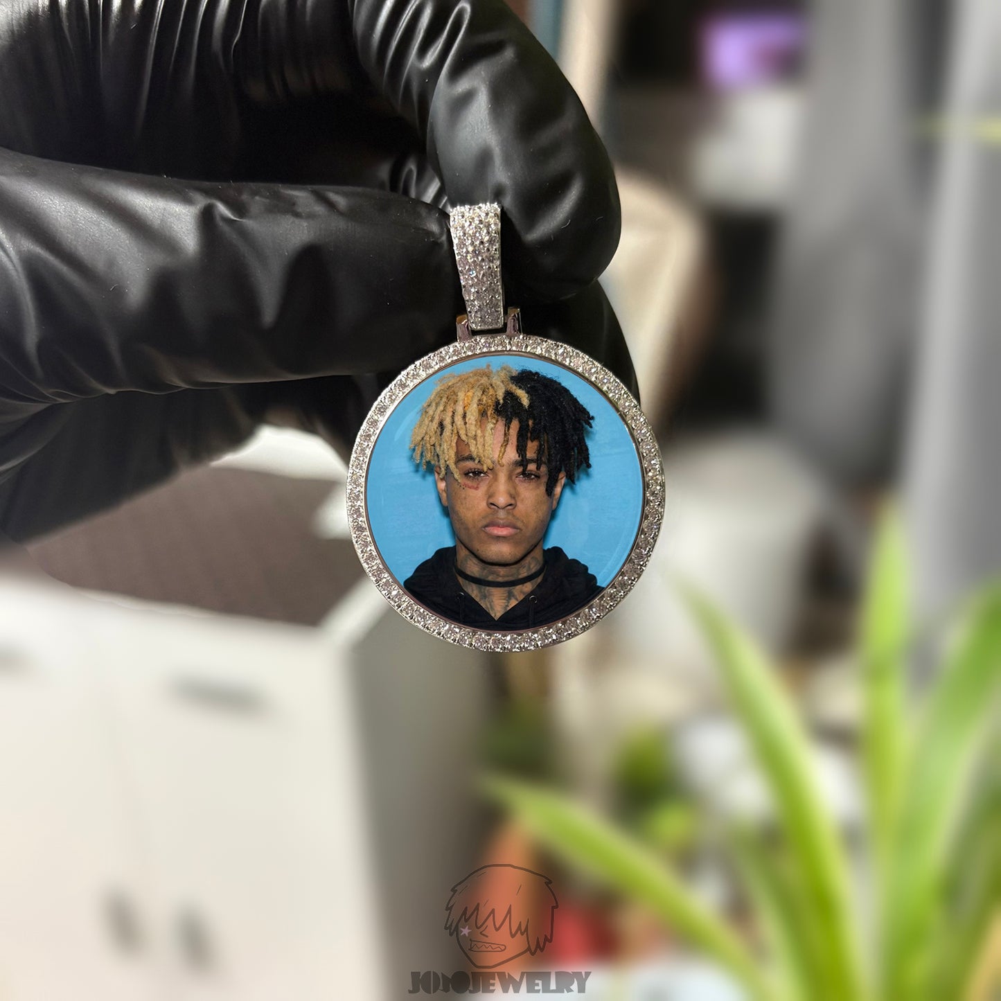 Photo Memory Pendant 鑲鑽照片框 記憶懷念吊墜項鍊 莫桑石鑲嵌