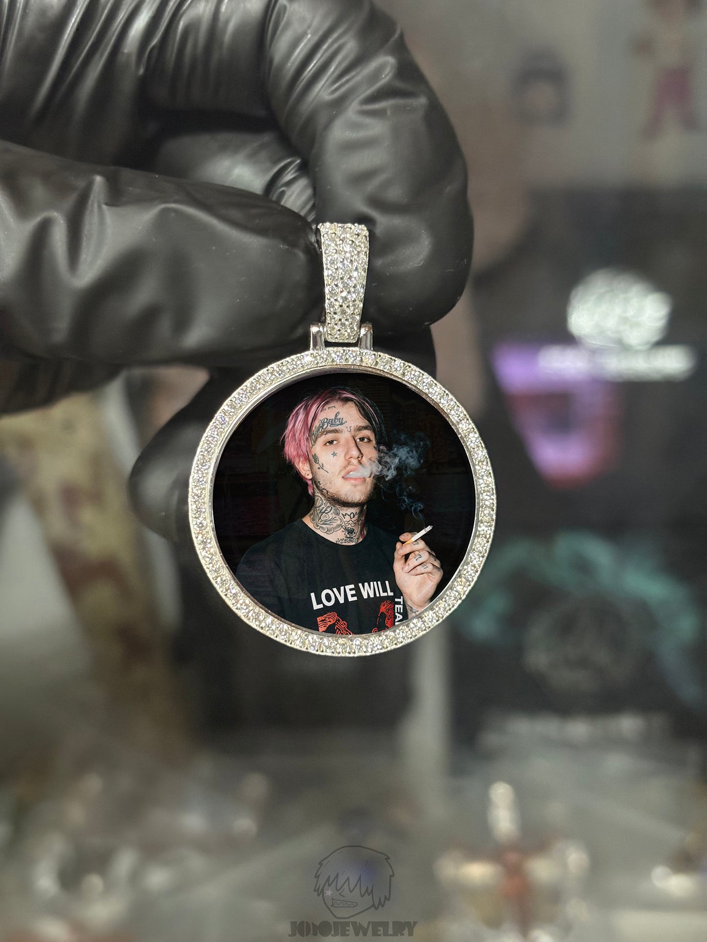 Photo Memory Pendant 鑲鑽照片框 記憶懷念吊墜項鍊 莫桑石鑲嵌