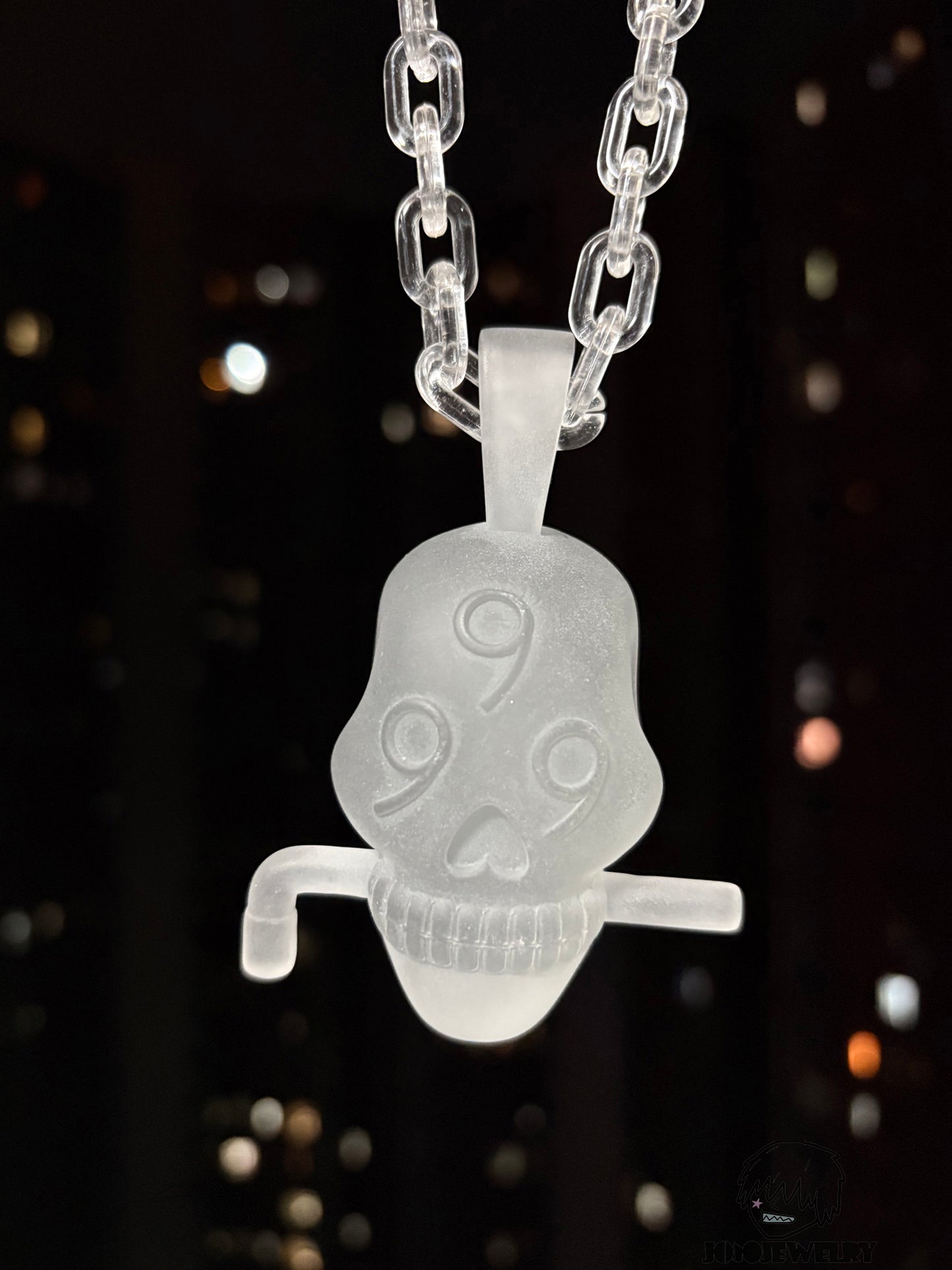 Juice WRLD 999 Skull Transparent Frosted Pendant & Necklace