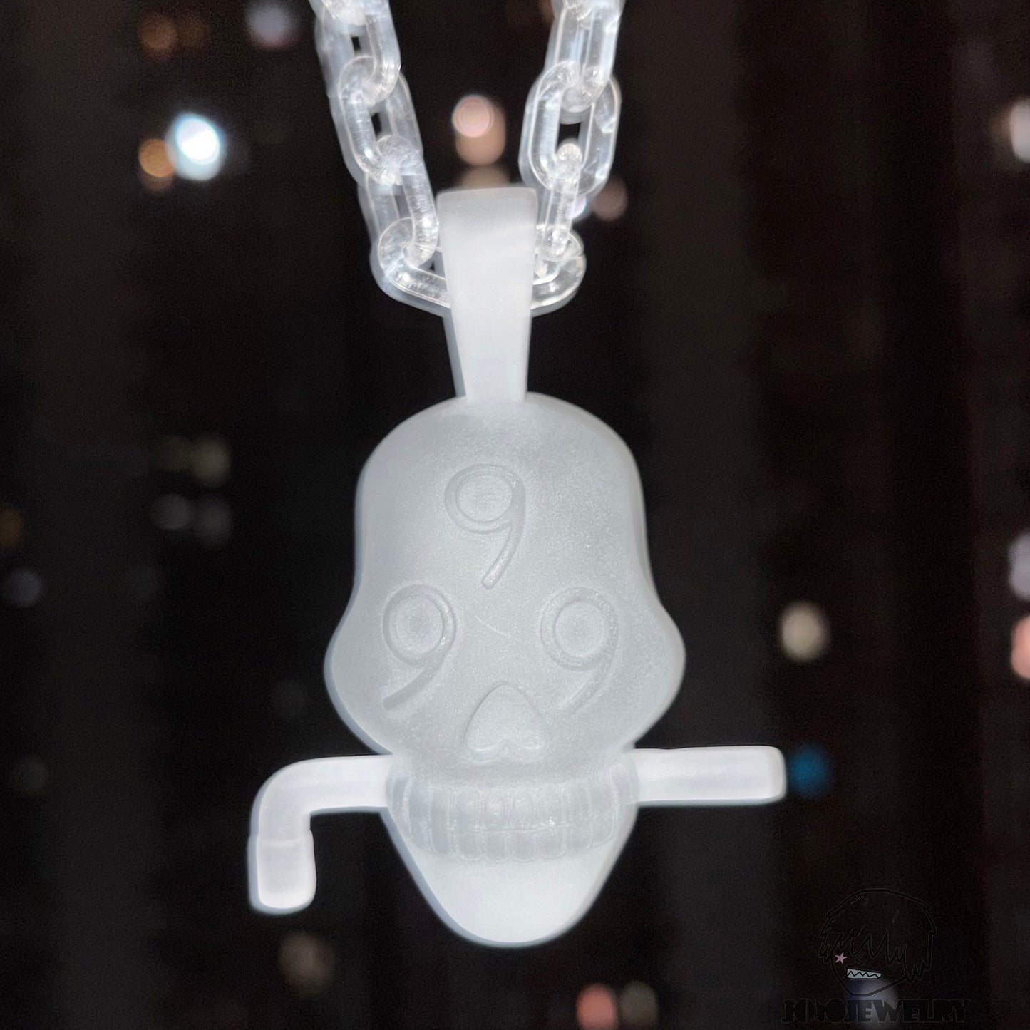 Juice WRLD 999 Skull Transparent Frosted Pendant & Necklace