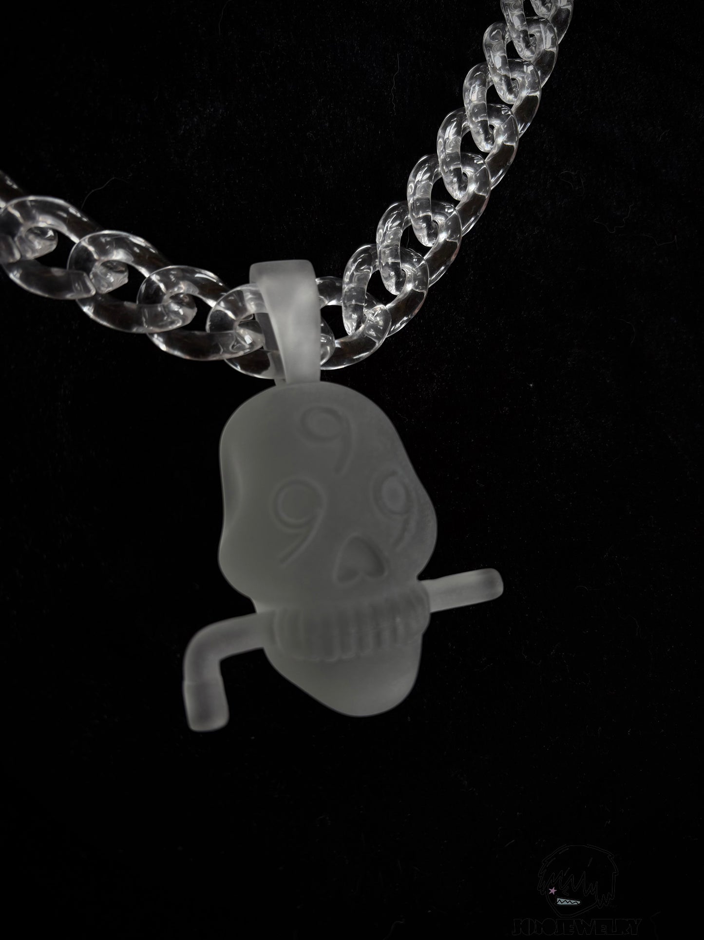 Juice WRLD 999 Skull Transparent Frosted Pendant & Necklace