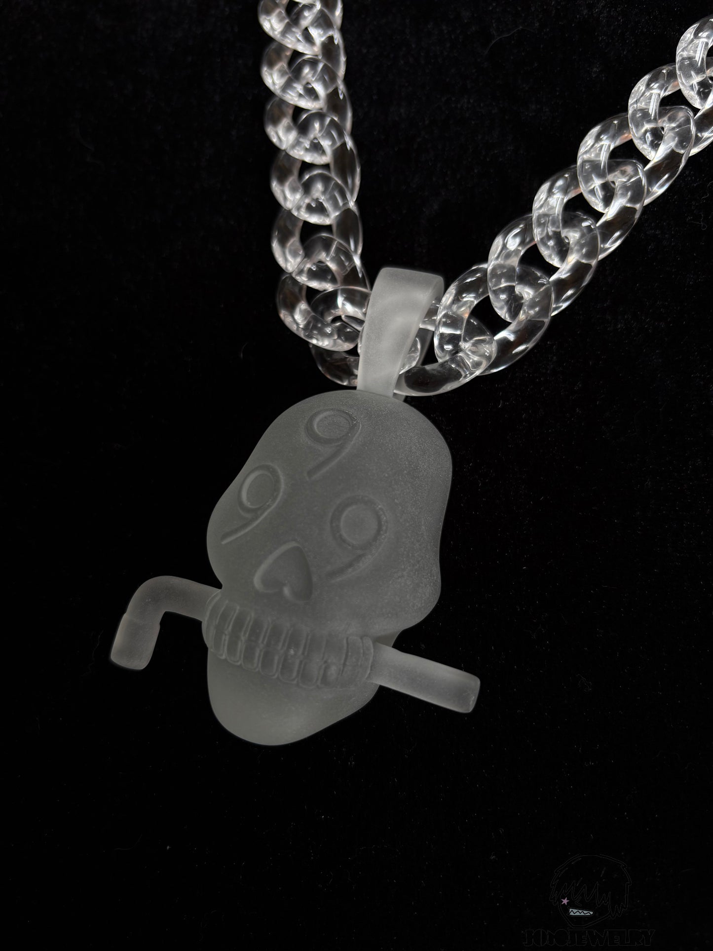 Juice WRLD 999 Skull Transparent Frosted Pendant & Necklace
