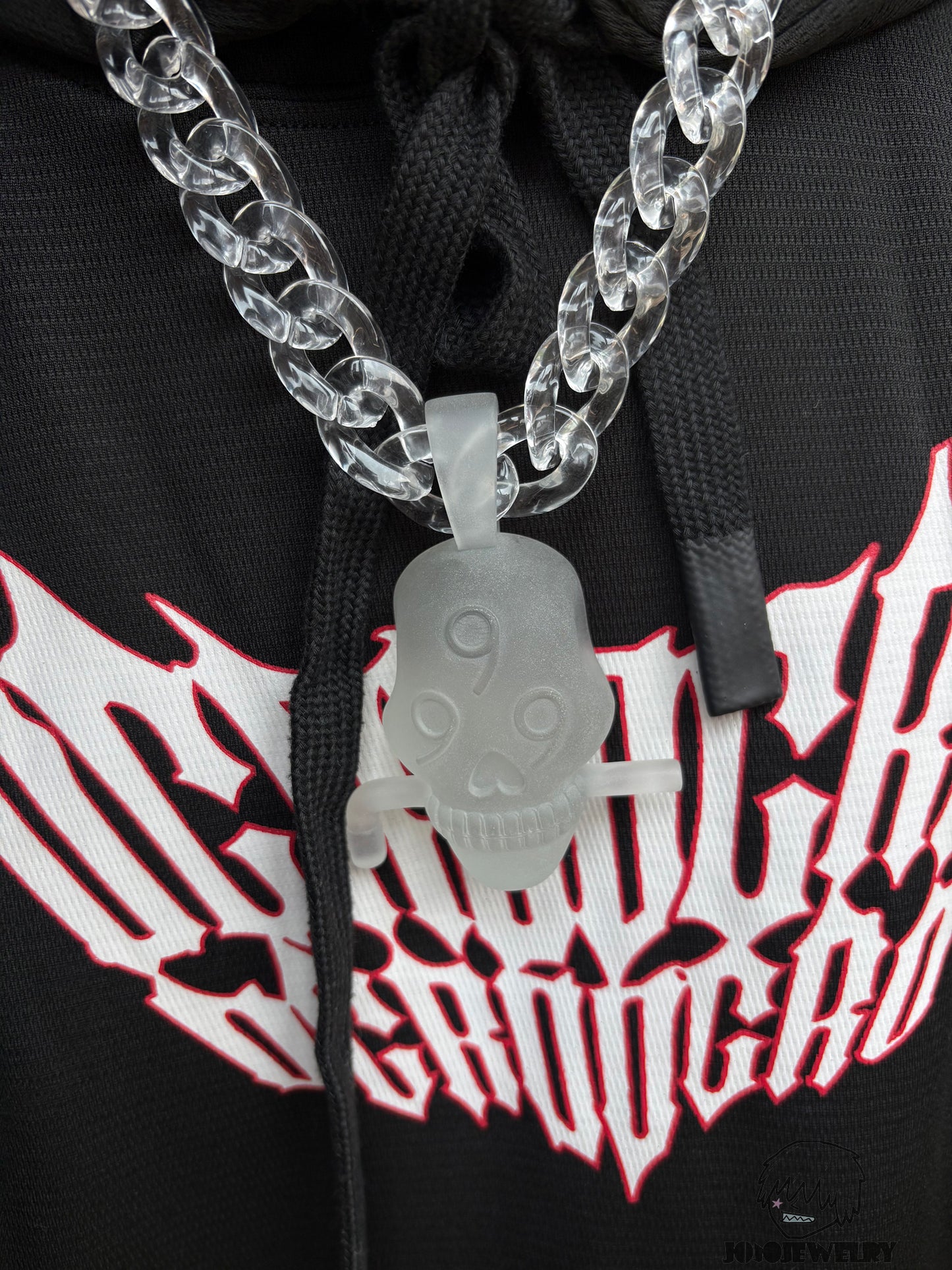 Juice WRLD 999 Skull Transparent Frosted Pendant & Necklace