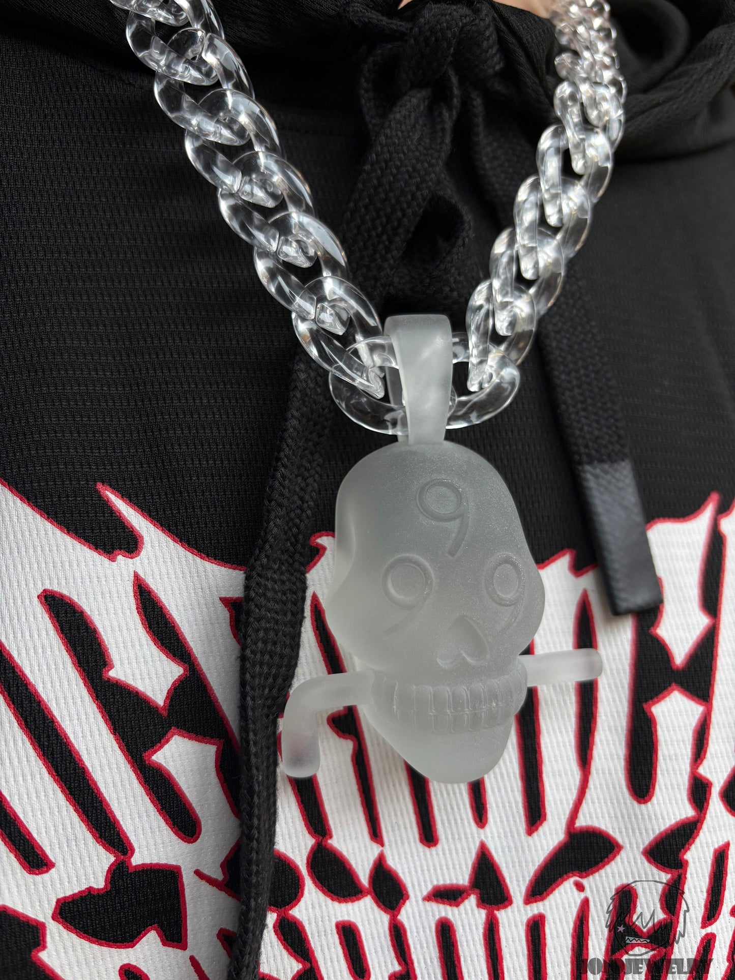 Juice WRLD 999 Skull Transparent Frosted Pendant & Necklace