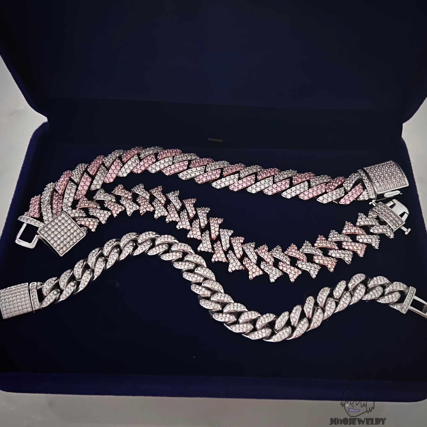 17mm 925 Silver Moissanite Iced Double-Point Cuban Chain