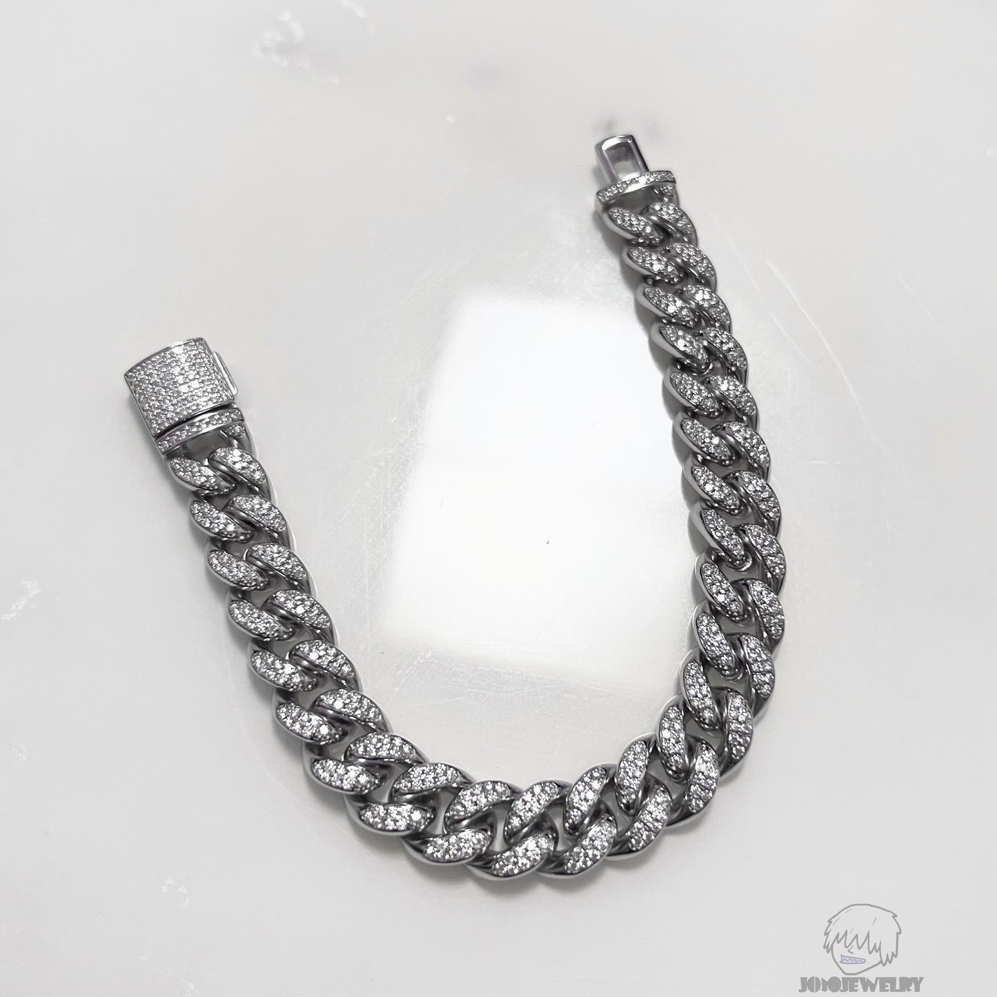 12mm 925 Sterling Silver Moissanite Iced Cuban Chain