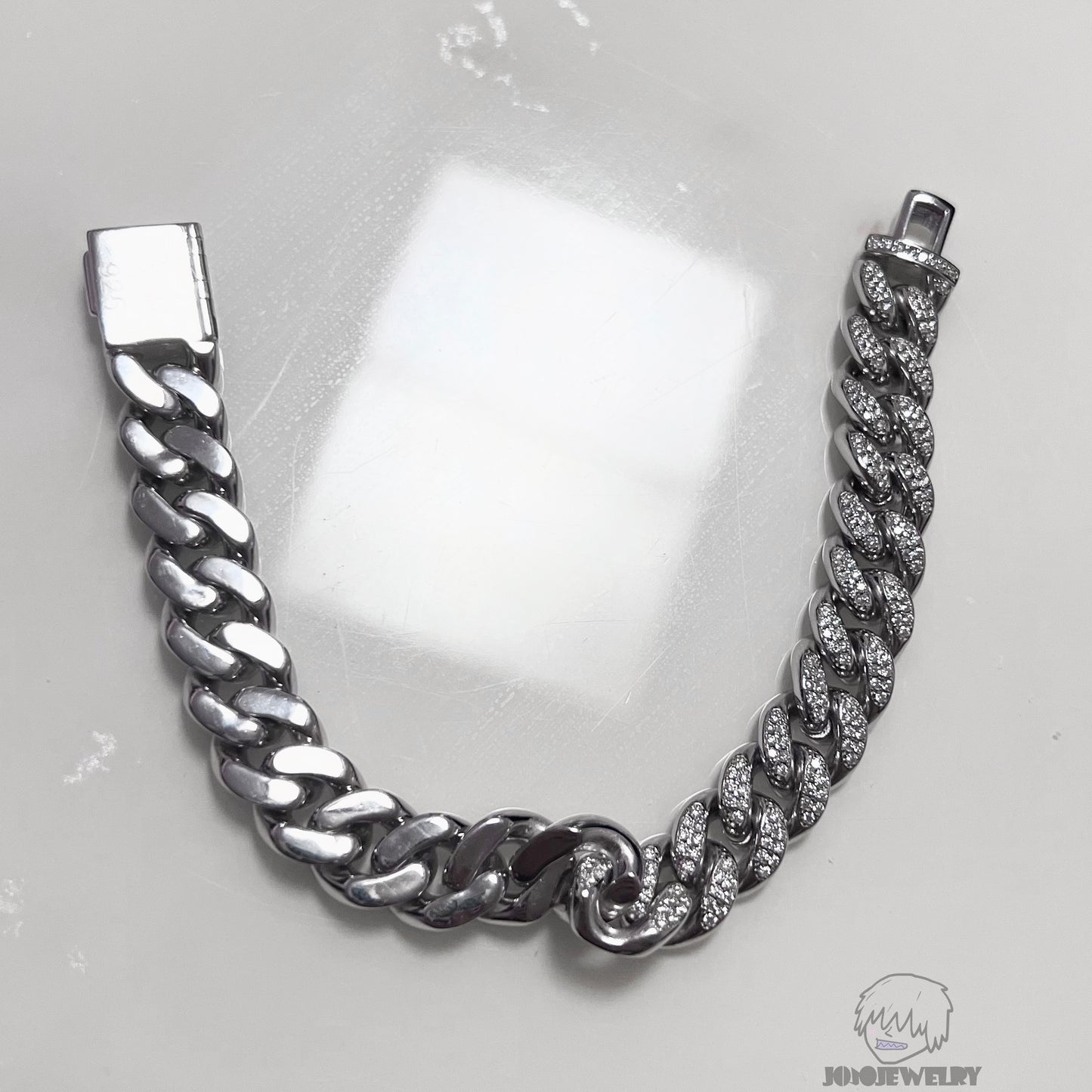 12mm 925 Sterling Silver Moissanite Iced Cuban Chain