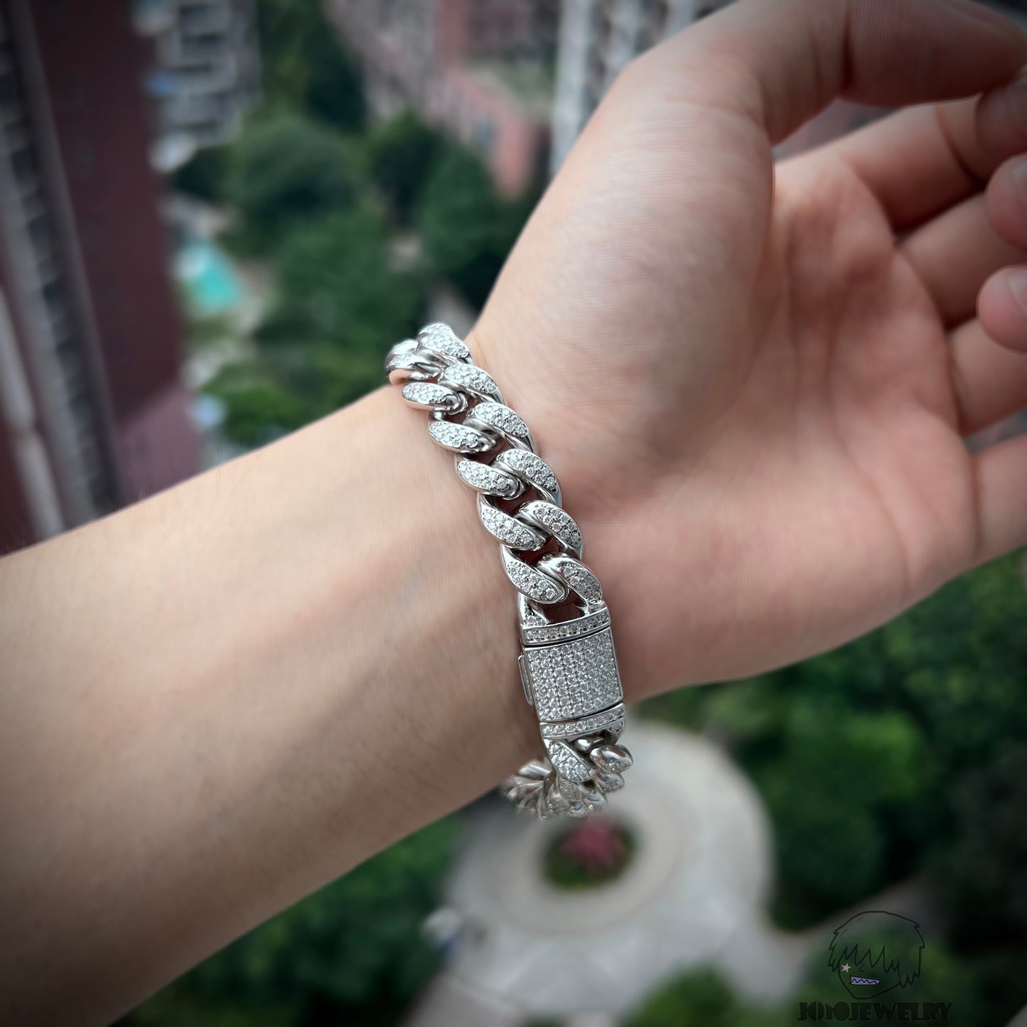 12mm 925 Sterling Silver Moissanite Iced Cuban Chain