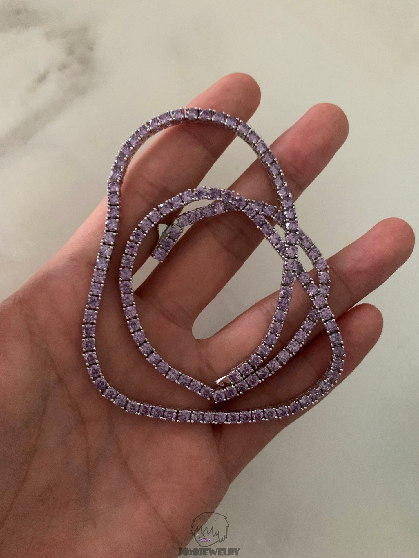 3mm 925 Silver Purple Tennis Chain
