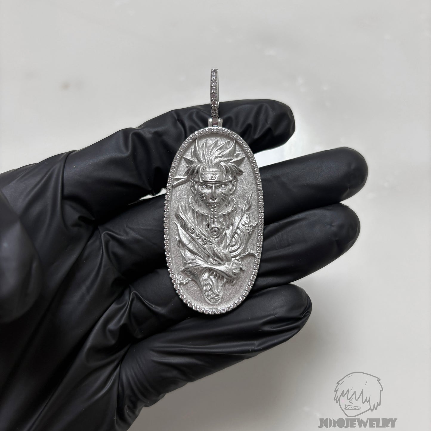 Naruto Nine-Tails Dragon Medallion Pendant 鑽框 鳴人九尾之力 浮雕吊墜