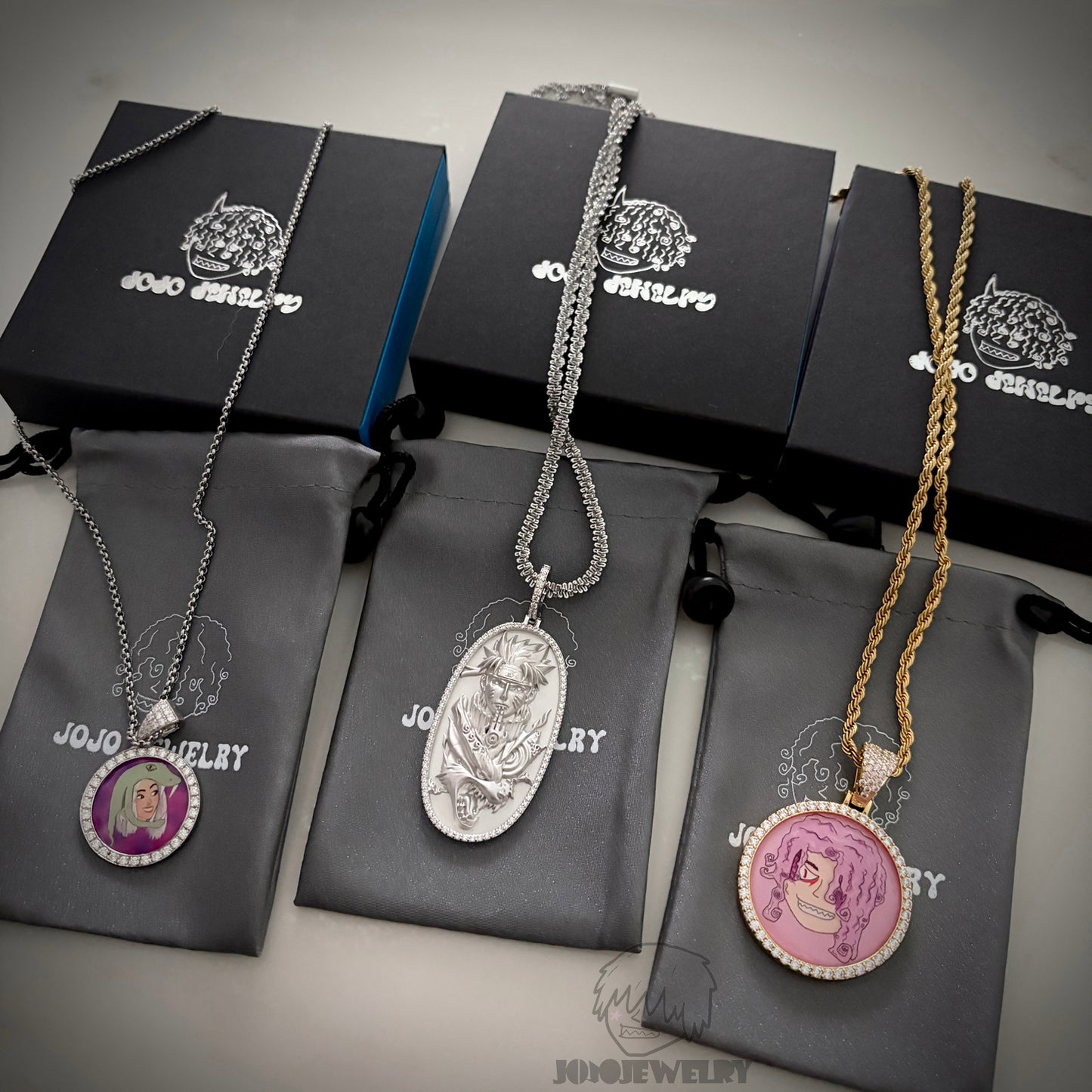 Naruto Nine-Tails Dragon Medallion Pendant 鑽框 鳴人九尾之力 浮雕吊墜