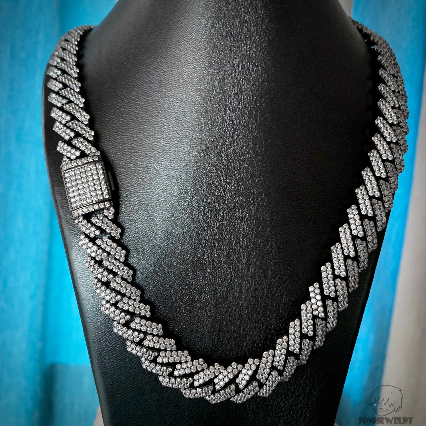 12mm Black Iced Out Cuban Link Chain