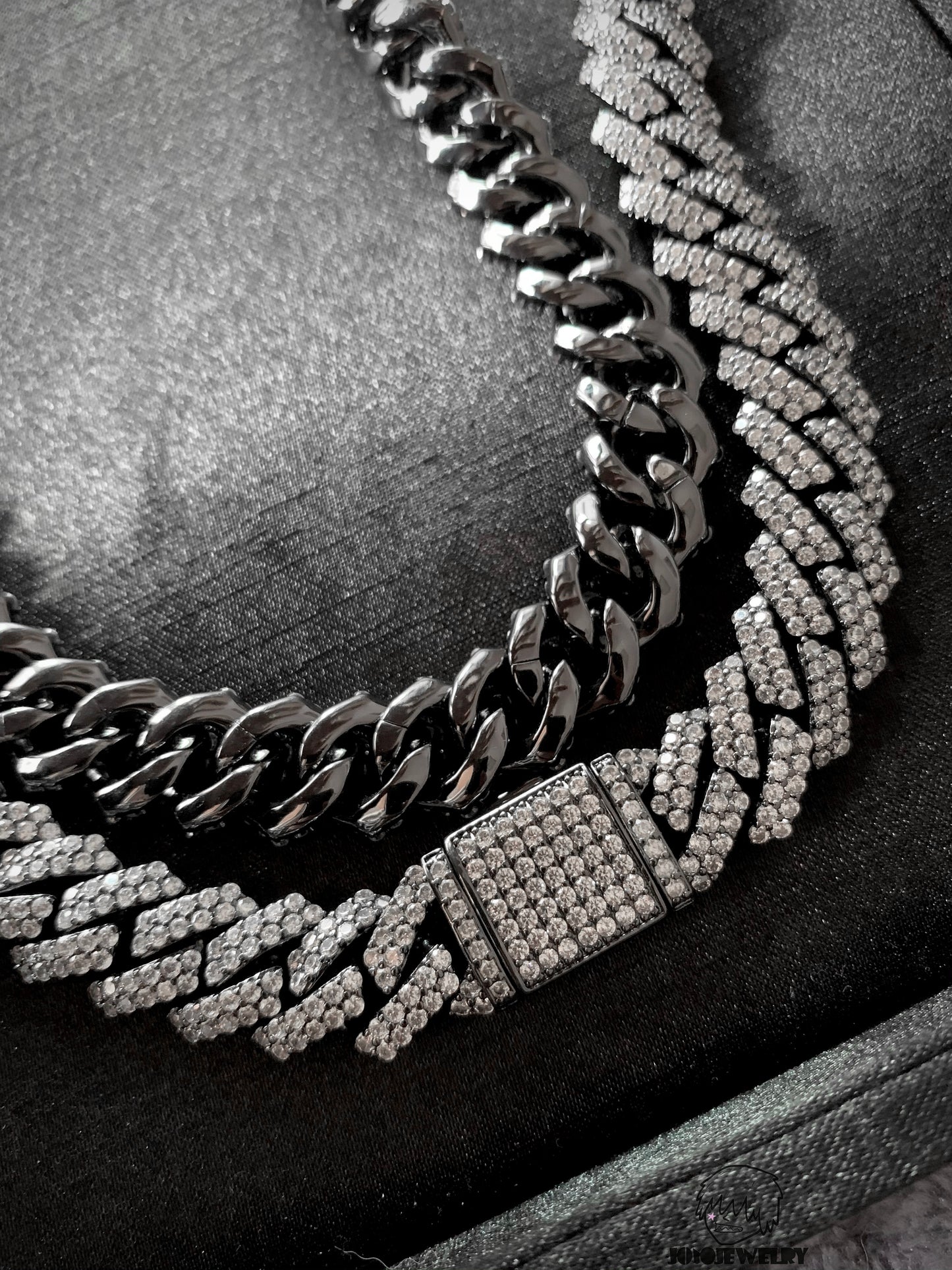 12mm Black Iced Out Cuban Link Chain
