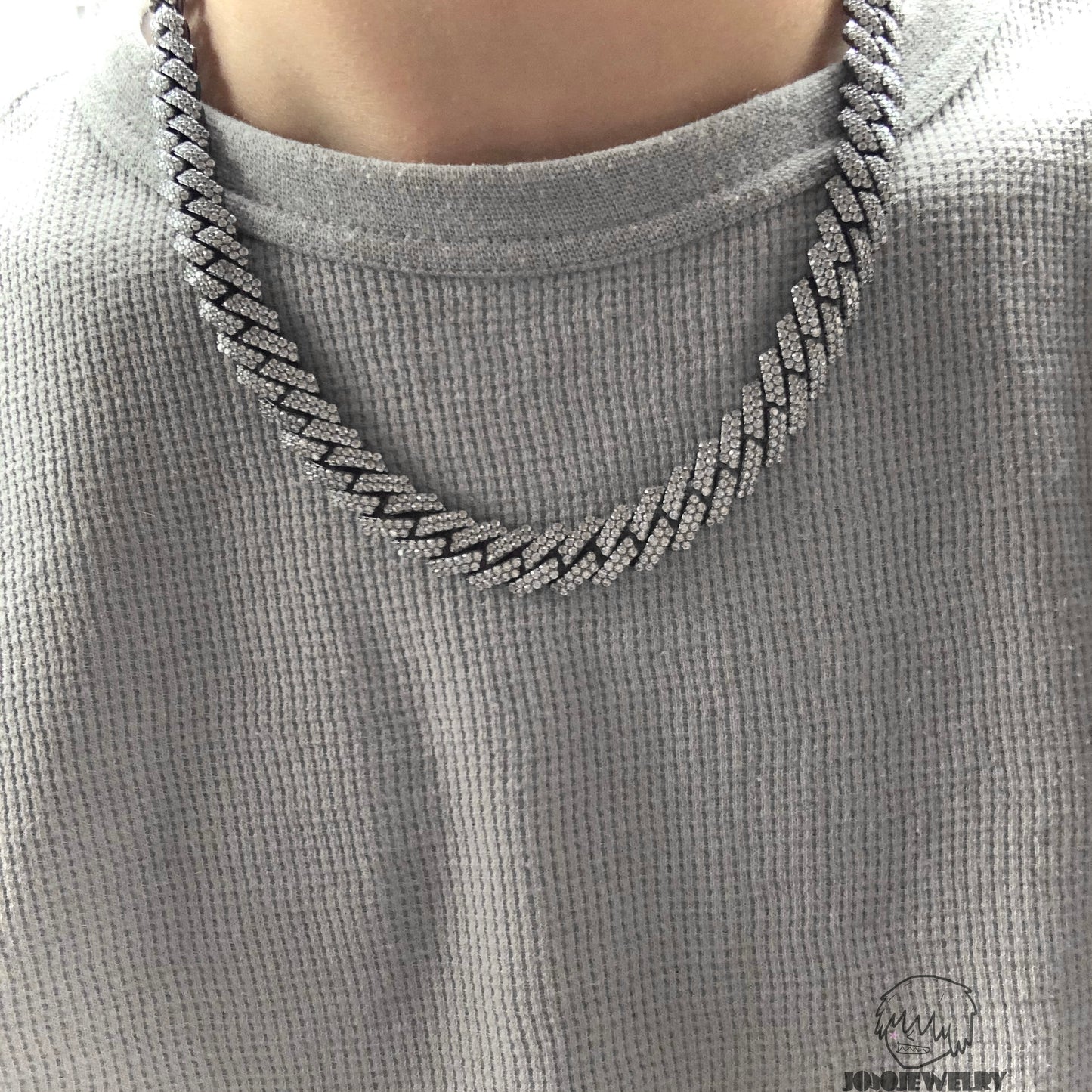 12mm Black Iced Out Cuban Link Chain