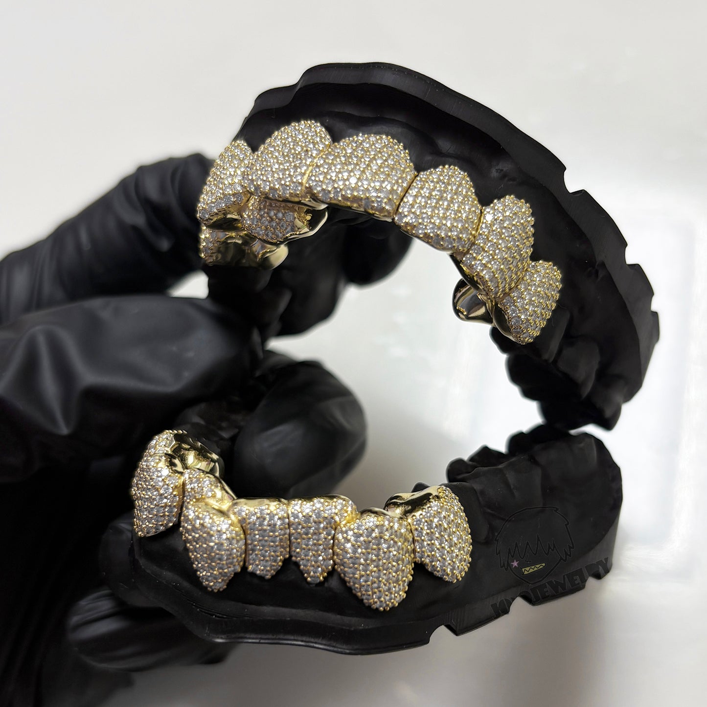 14K Gold Perm Cut  Iced VVS Moissanite Grillz