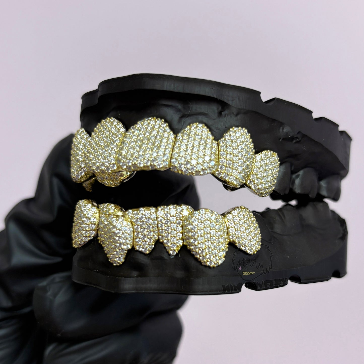 14K Gold Perm Cut  Iced VVS Moissanite Grillz