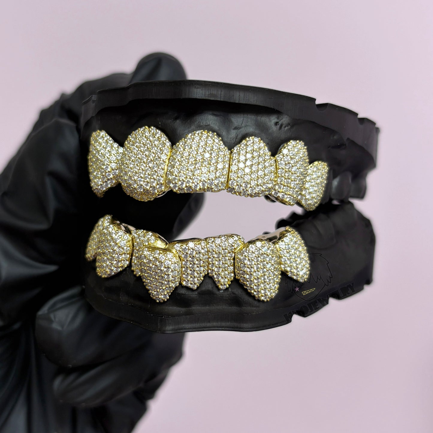 14K Gold Perm Cut  Iced VVS Moissanite Grillz