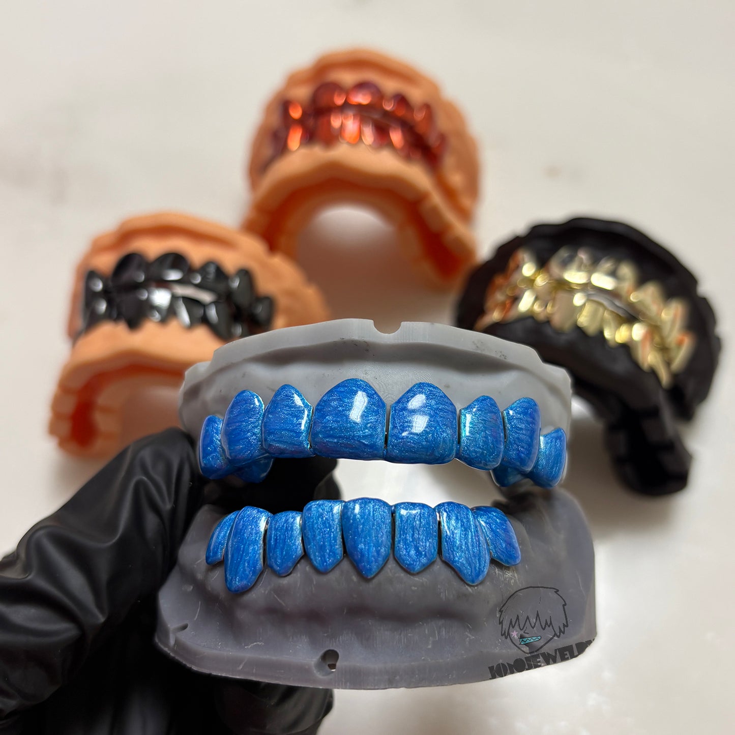 Ocean Blue Enamel Effect Grillz