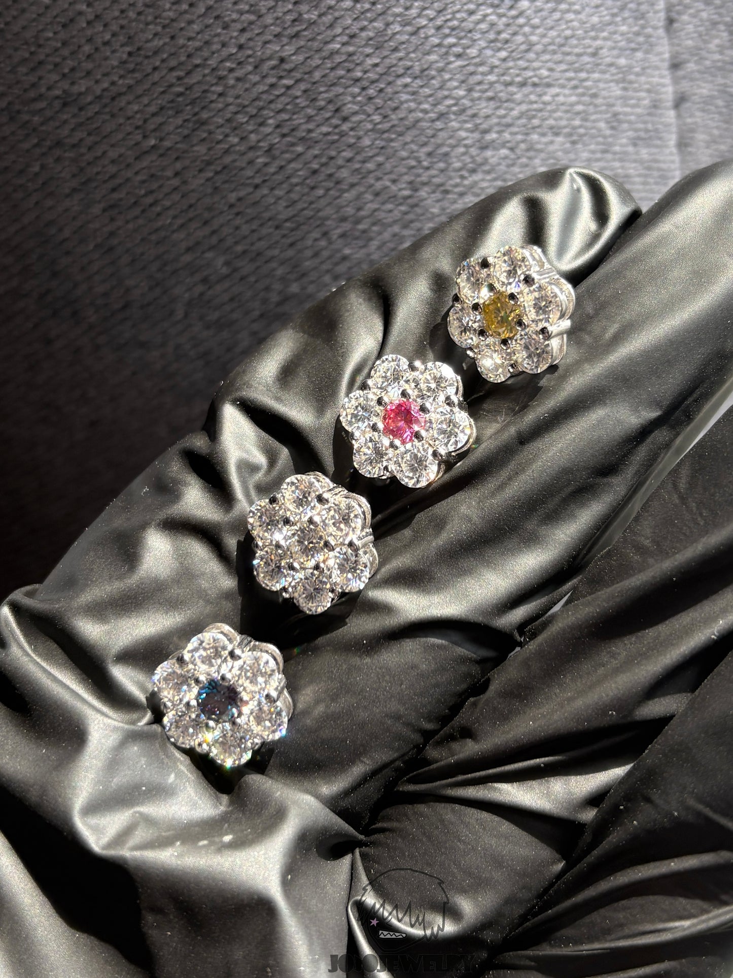 12MM Colorful Moissanite Flower Stud Earrings 4.2CT