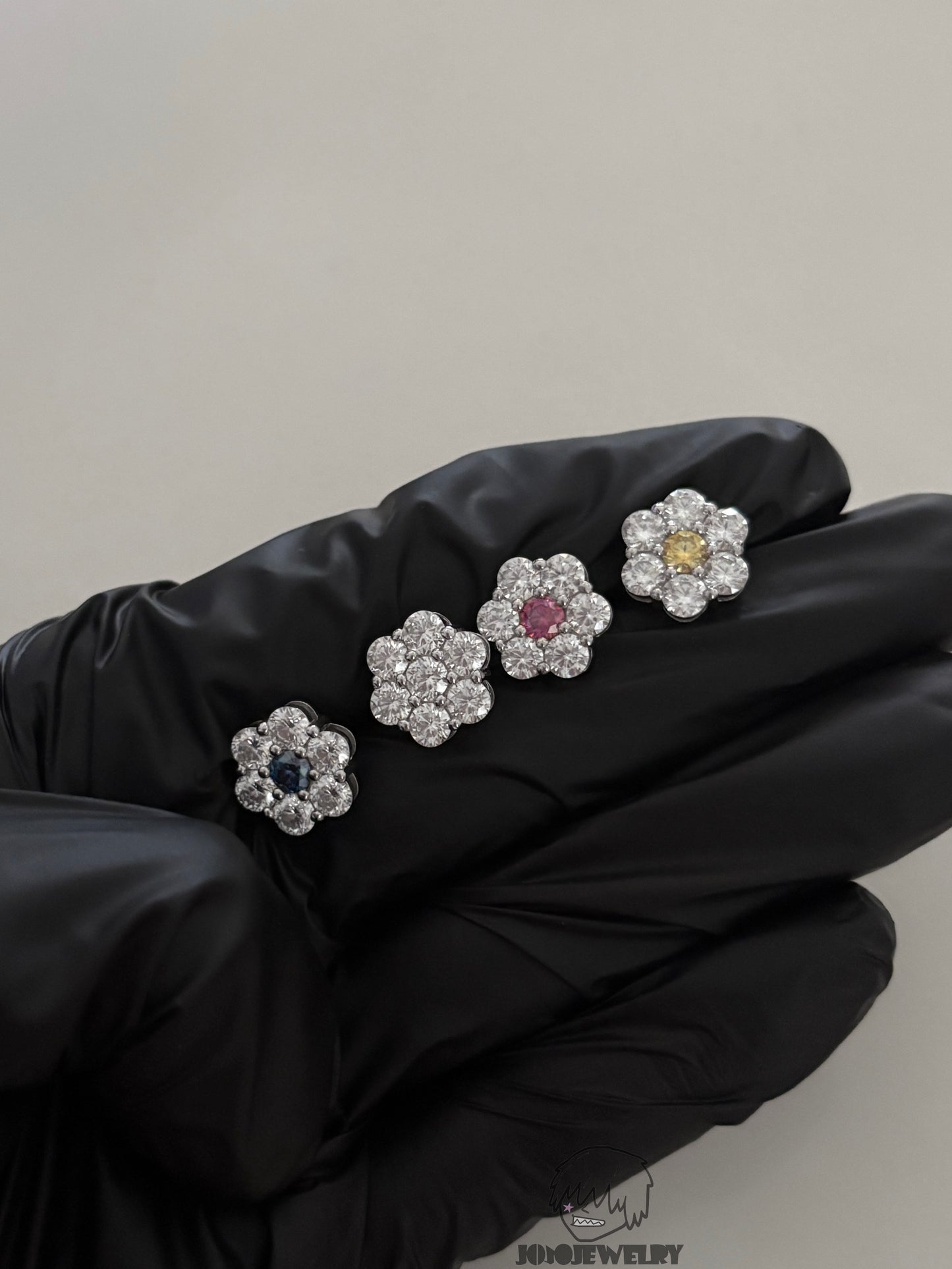 12MM Colorful Moissanite Flower Stud Earrings 4.2CT