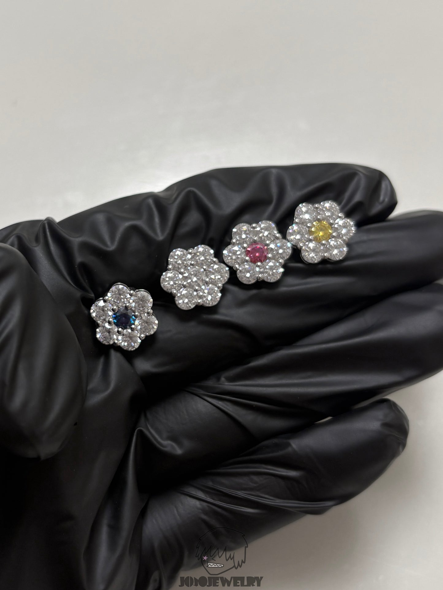 12MM Colorful Moissanite Flower Stud Earrings 4.2CT