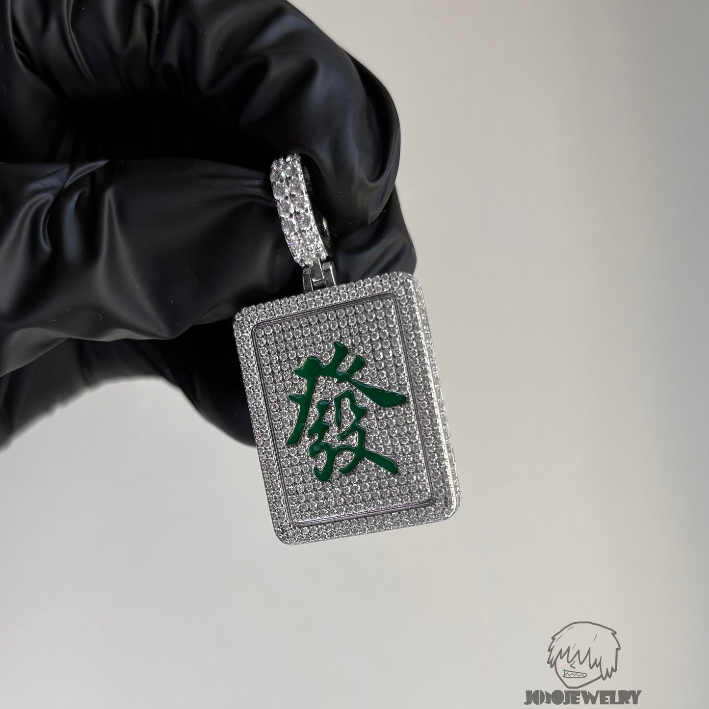 Iced "發" Chinese Character Pendant