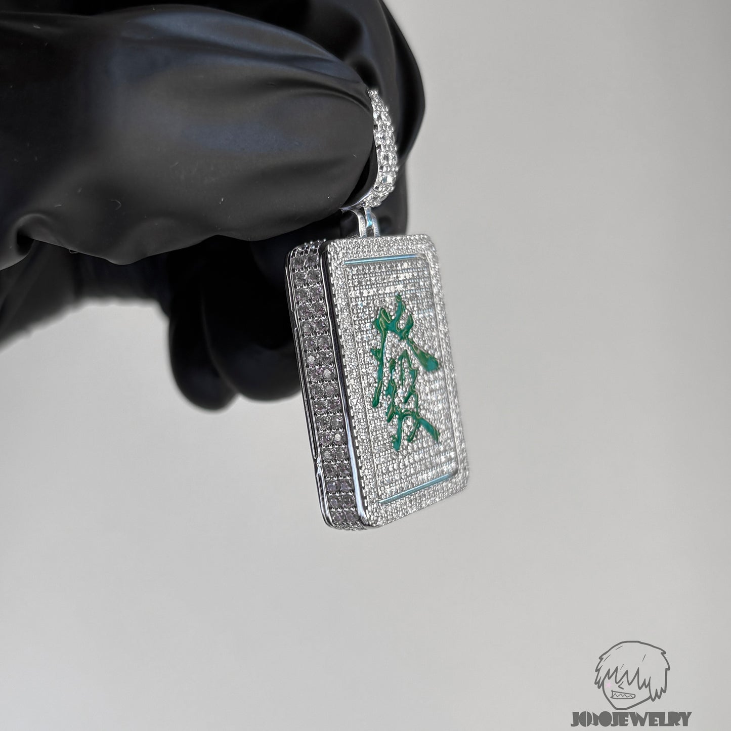 Iced "發" Chinese Character Pendant