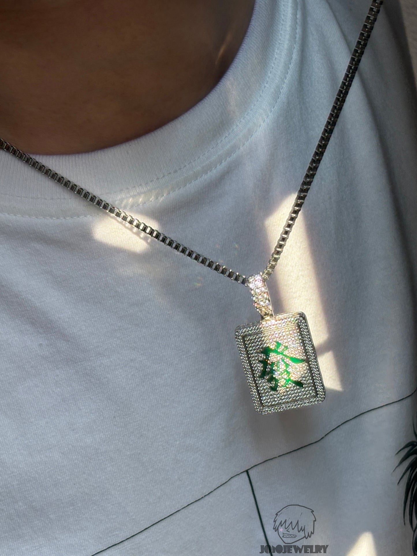 Iced "發" Chinese Character Pendant