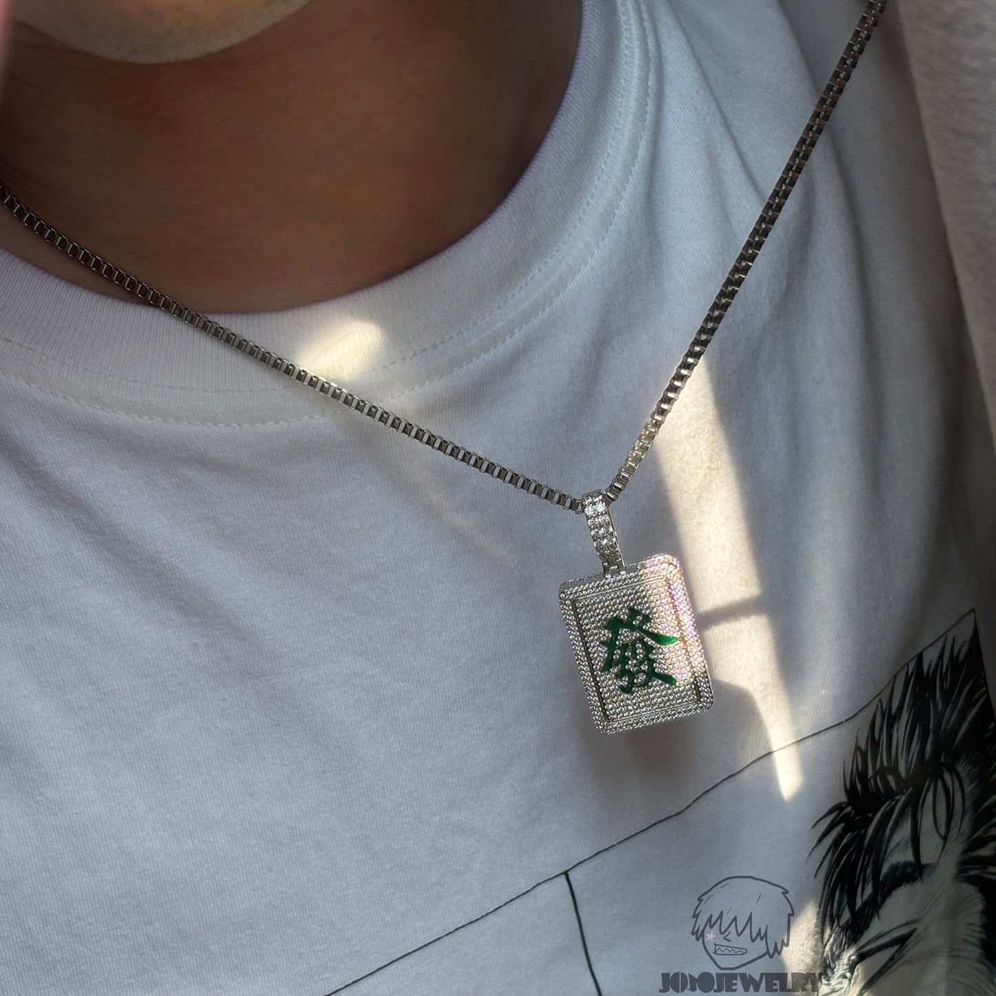 Iced "發" Chinese Character Pendant
