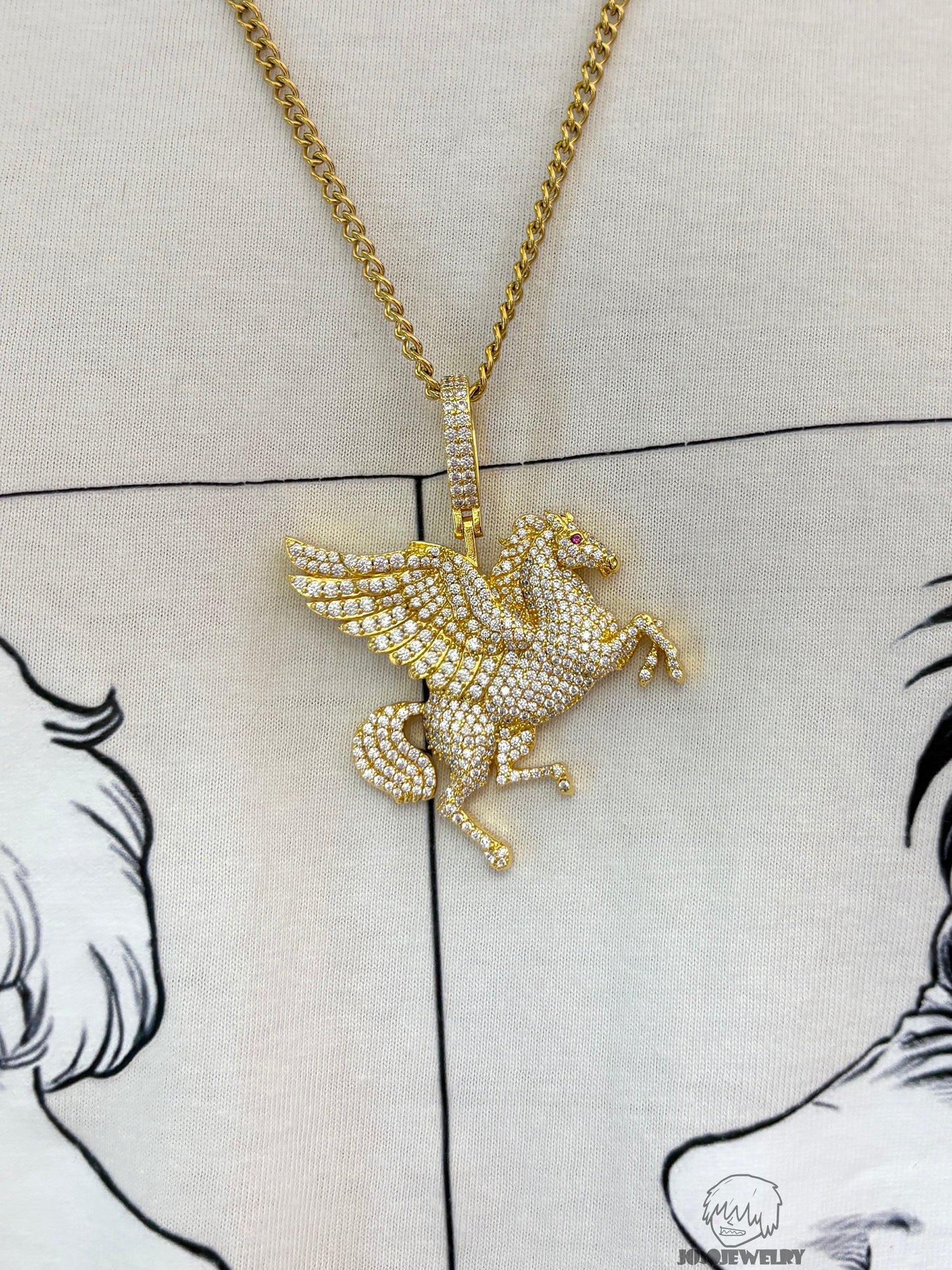 Iced Pegasus Pendant