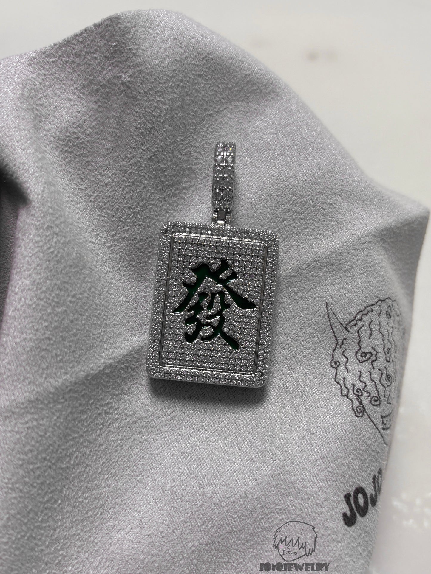Iced "發" Chinese Character Pendant