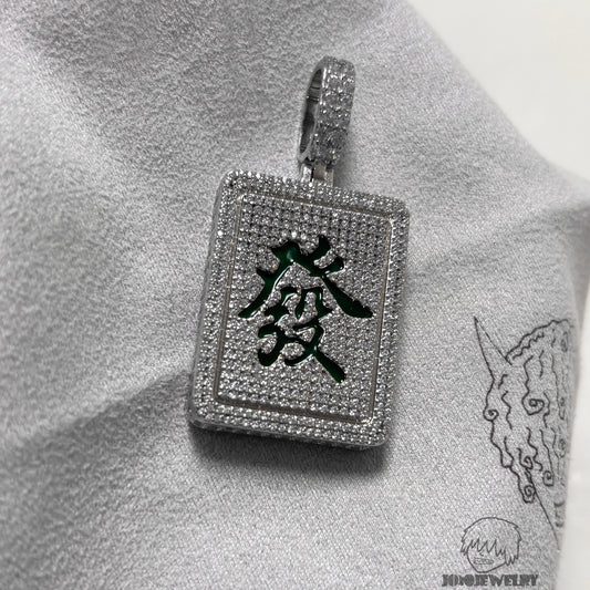 Iced "發" Chinese Character Pendant