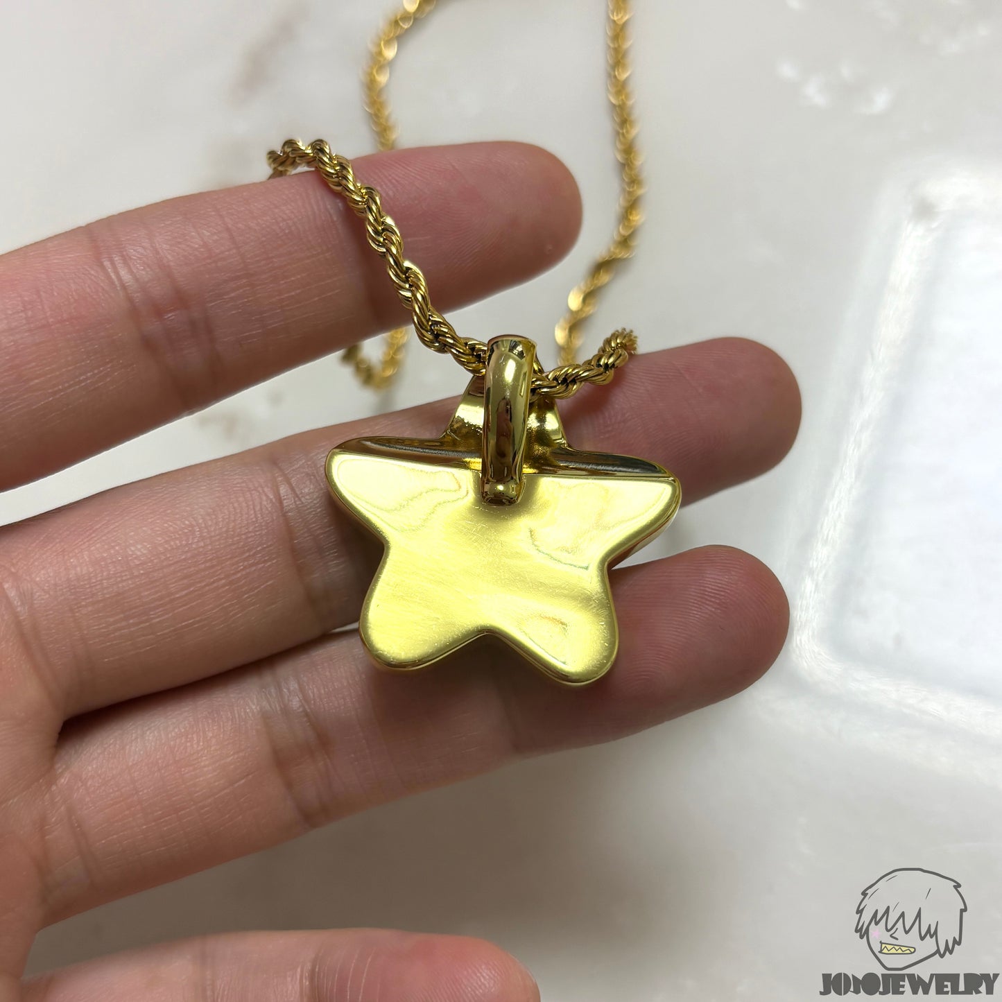 Iced Golden Yellow Lightning Star Pendant