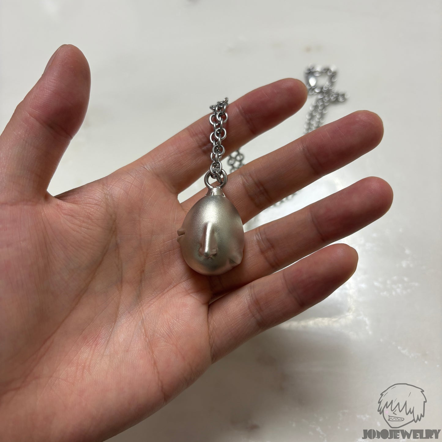 925 Sterling Silver Face Egg Pendant
