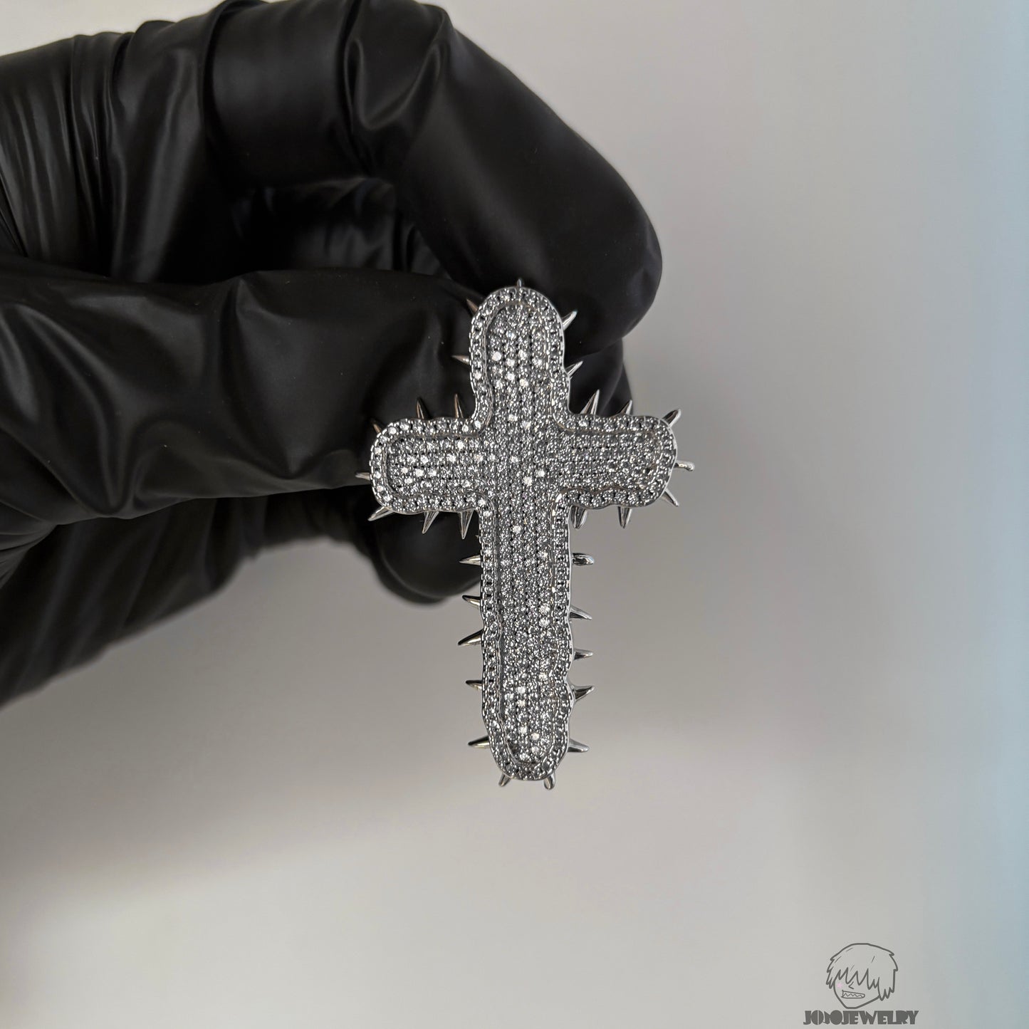 Iced Spiked Cross Pendant