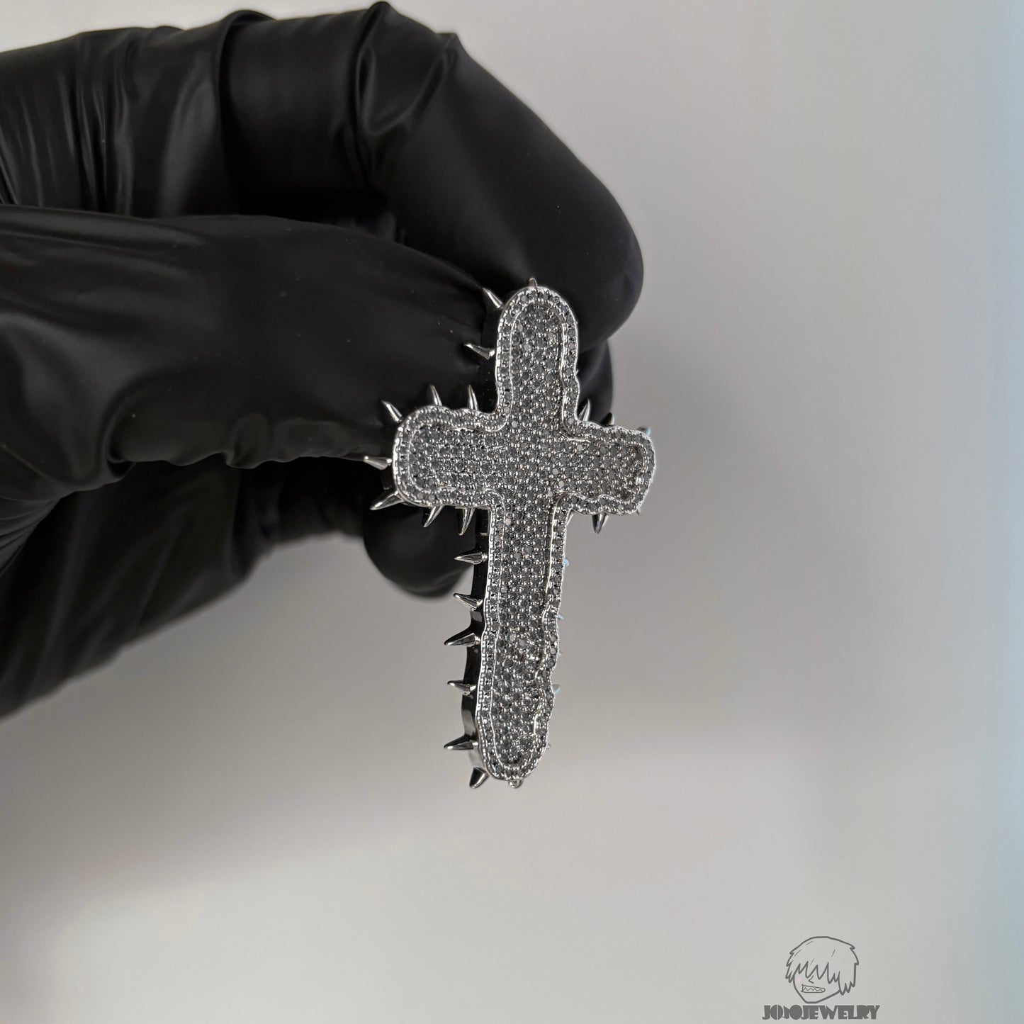 Iced Spiked Cross Pendant
