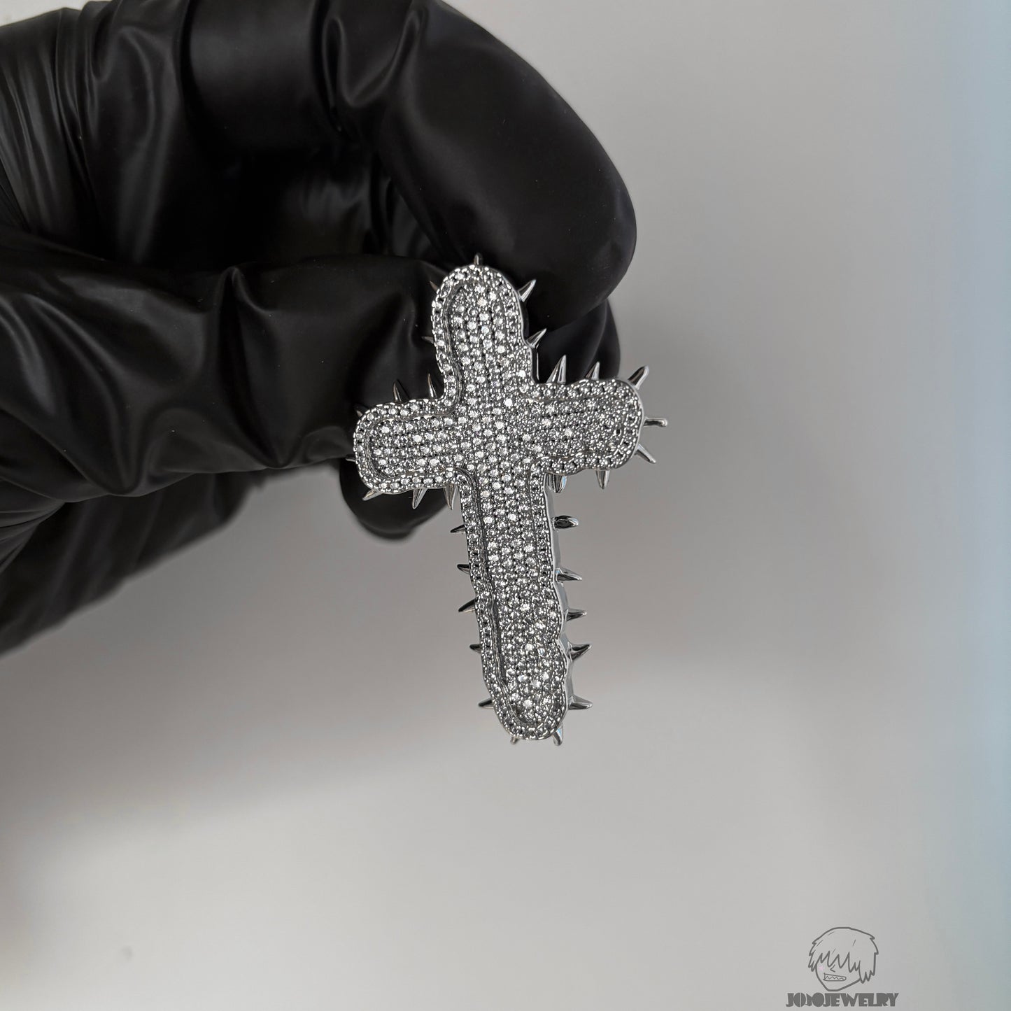 Iced Spiked Cross Pendant