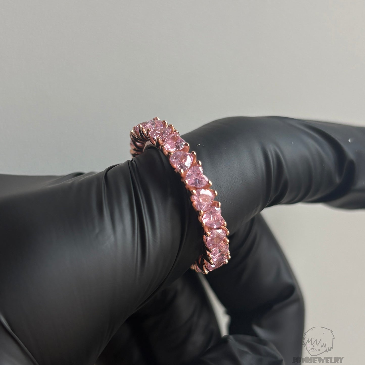 4mm Pink Heart Cut Eternity Ring